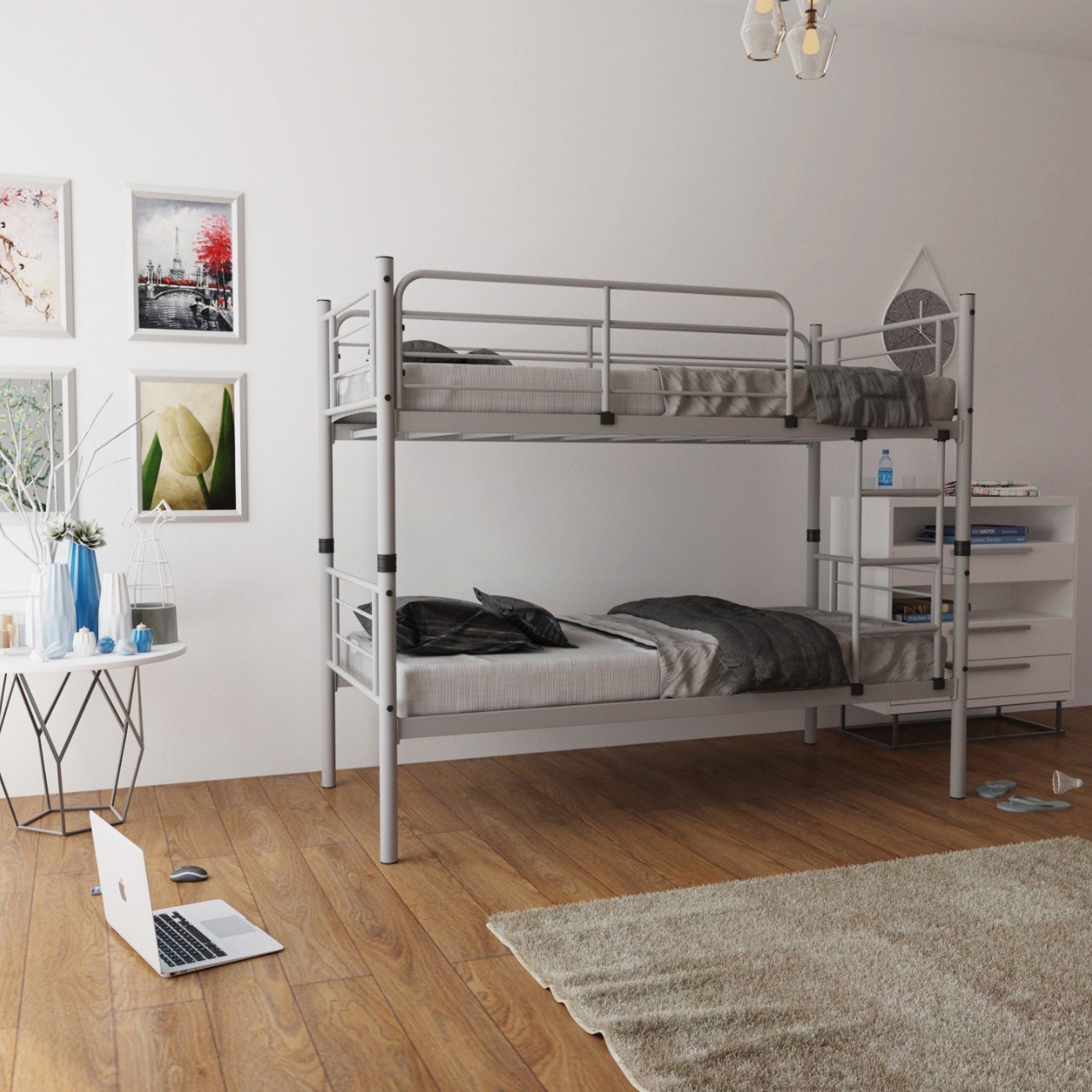 سرير فردي مرتفع بطابقين قابل للتحويل من كومو - 90x200 سم-hbxkidsandyouth-bedsandbedsets-bunkbeds-single-image-2