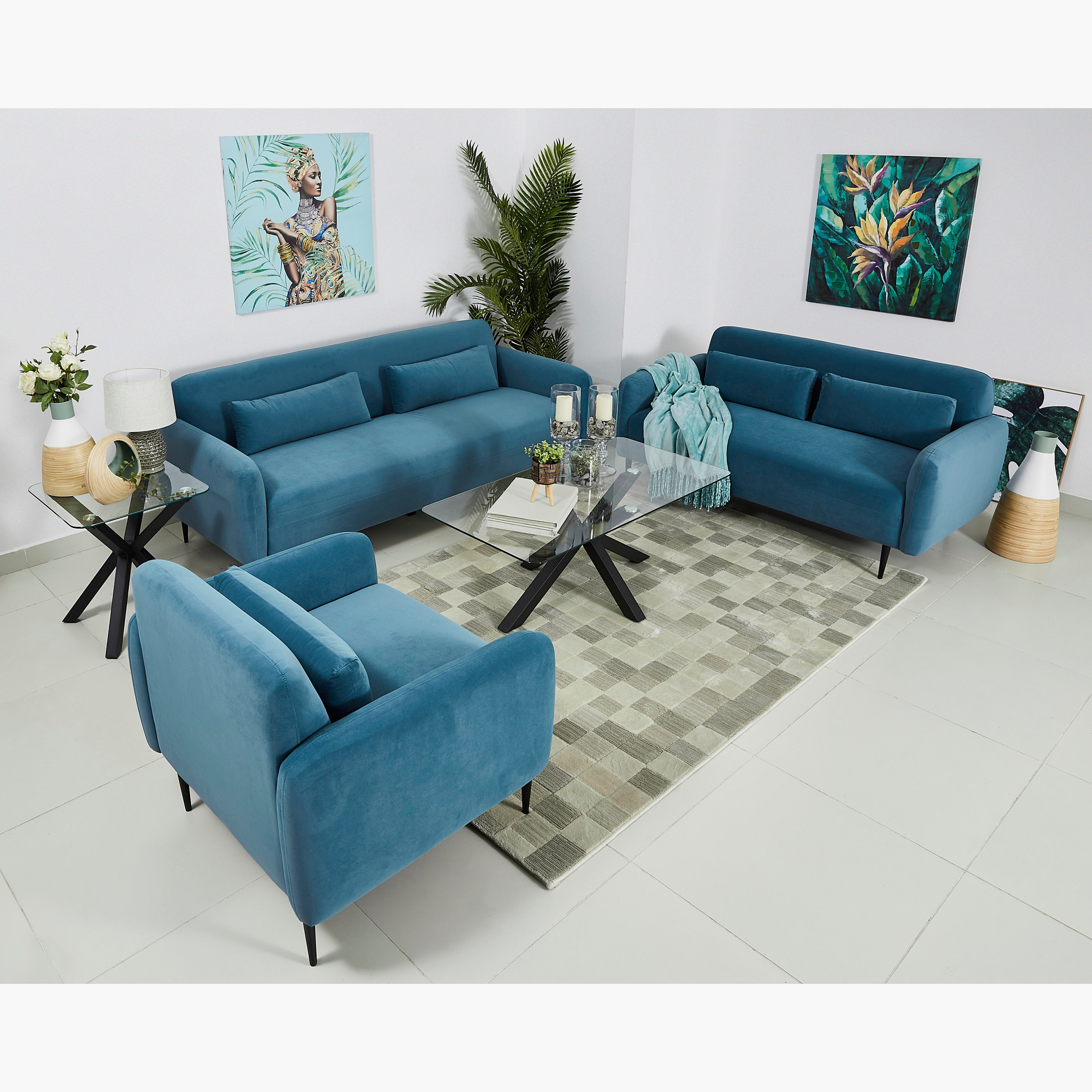 كنبة مخمليّة مقعدين مع وسادتين من إلفا-hbxlivingroom-sofasandarmchairs-sofas-image-6