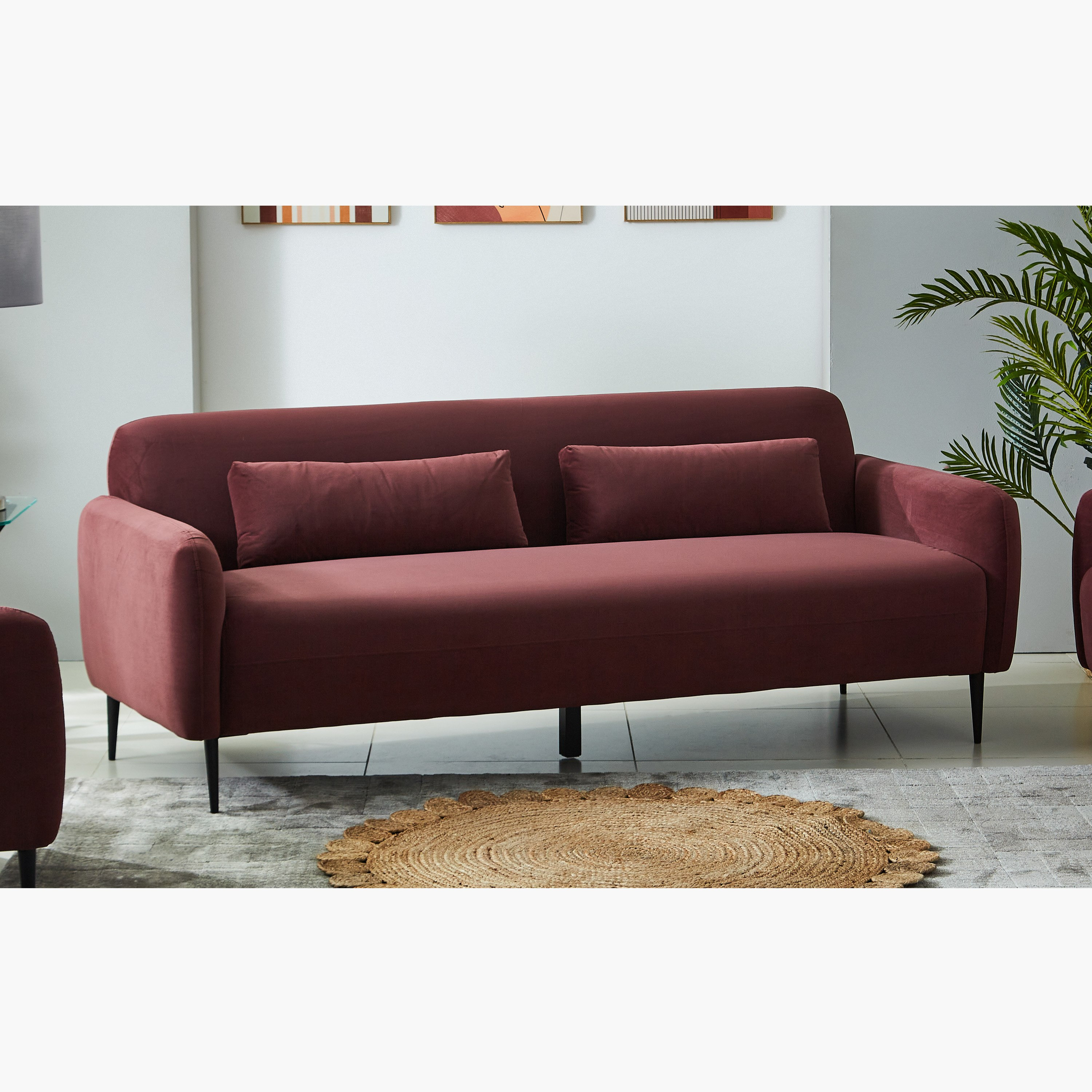 كنبة مخمليّة 3 مقاعد مع وسادتين من إلفا-hbxlivingroom-sofasandarmchairs-sofas-image-1