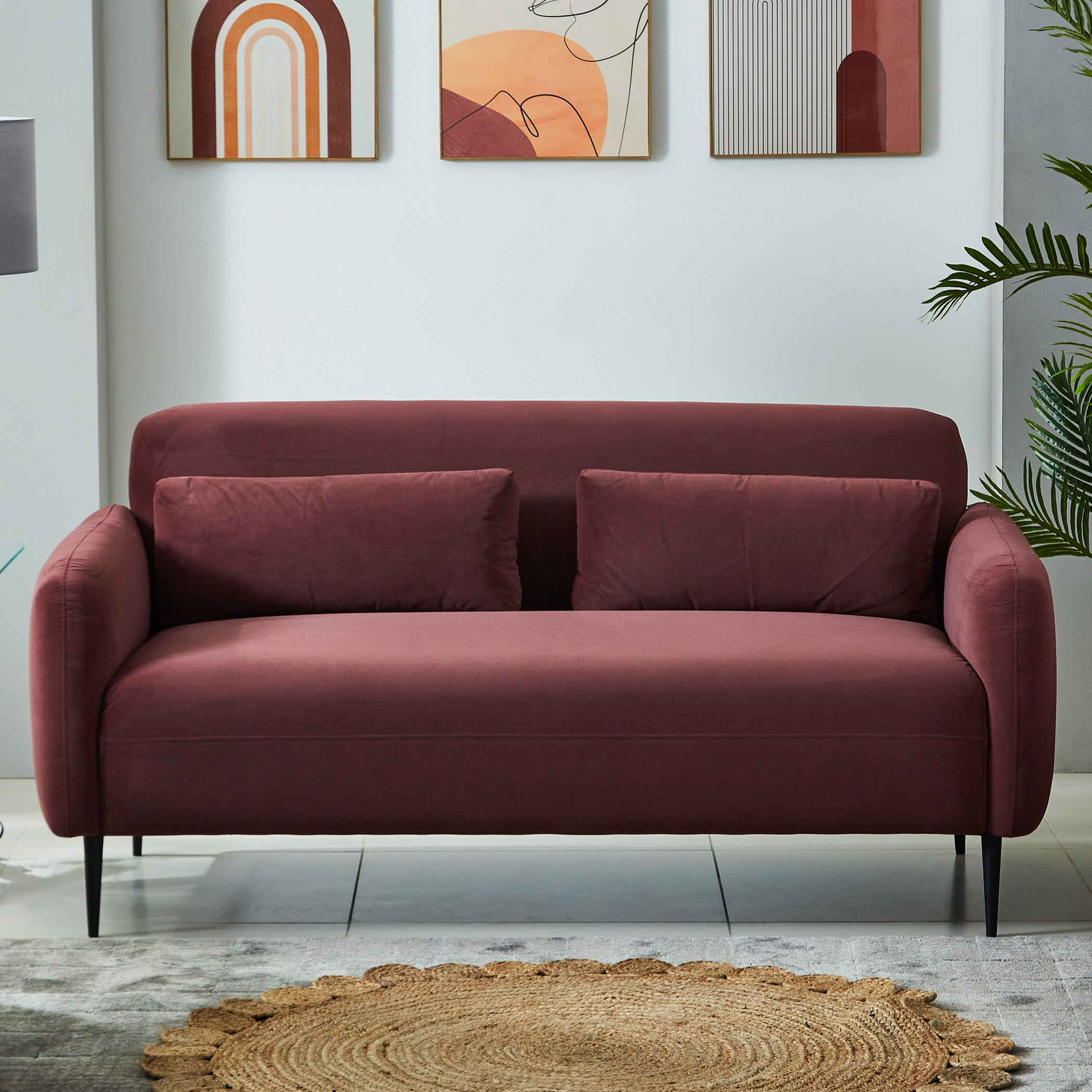 كنبة مخمليّة مقعدين مع وسادتين من إلفا-hbxlivingroom-sofasandarmchairs-sofas-image-3