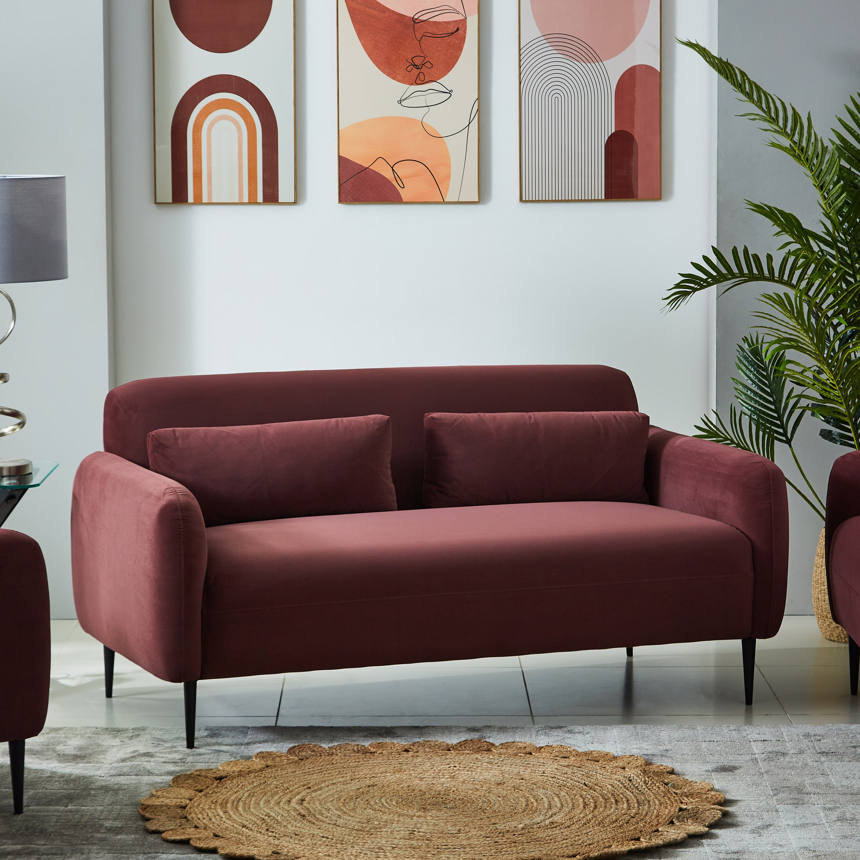 كنبة مخمليّة مقعدين مع وسادتين من إلفا-hbxlivingroom-sofasandarmchairs-sofas-image-4