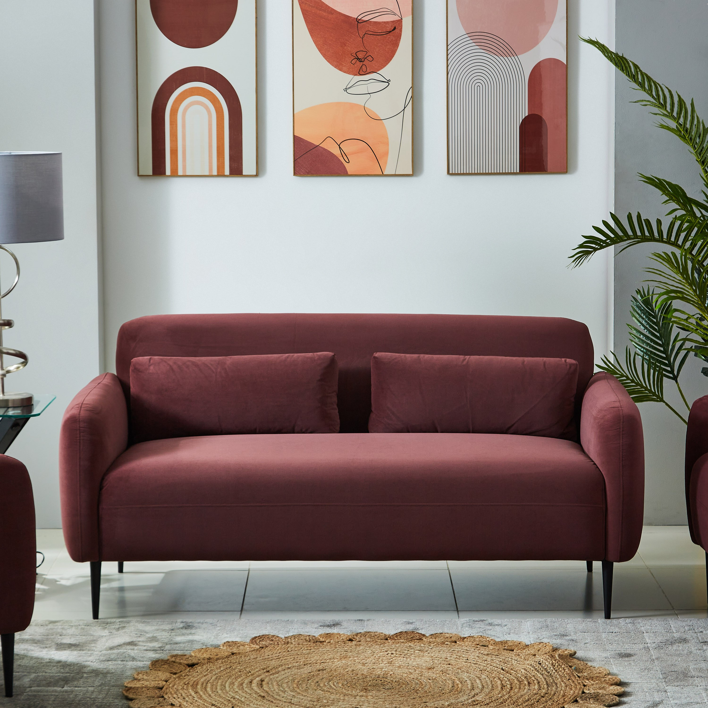 كنبة مخمليّة مقعدين مع وسادتين من إلفا-hbxlivingroom-sofasandarmchairs-sofas-image-5
