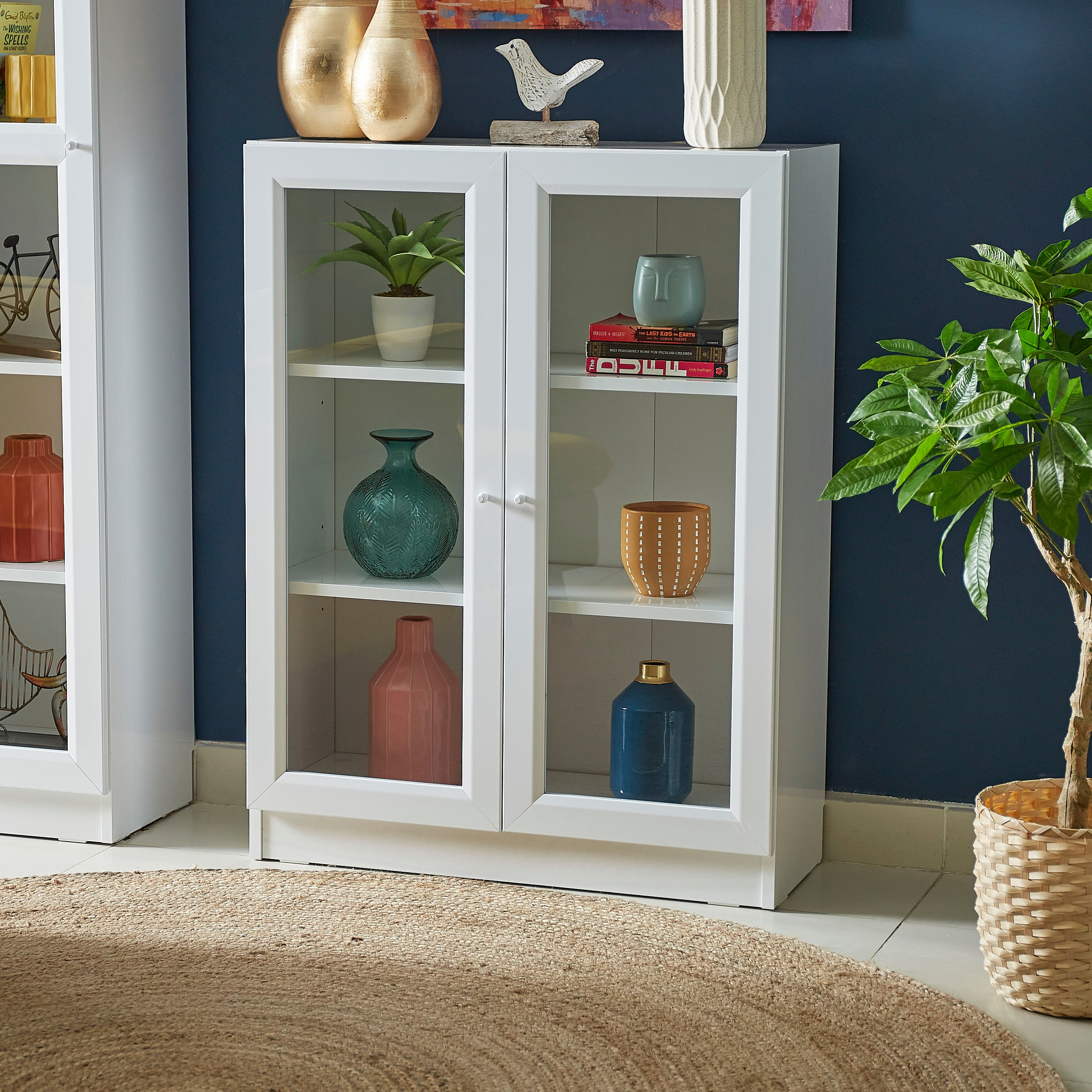 خزانة كتب بـ3 طوابق مع 2 أبواب زجاجيّة من آسكيم-hbxfurniture-office-bookcases-image-1