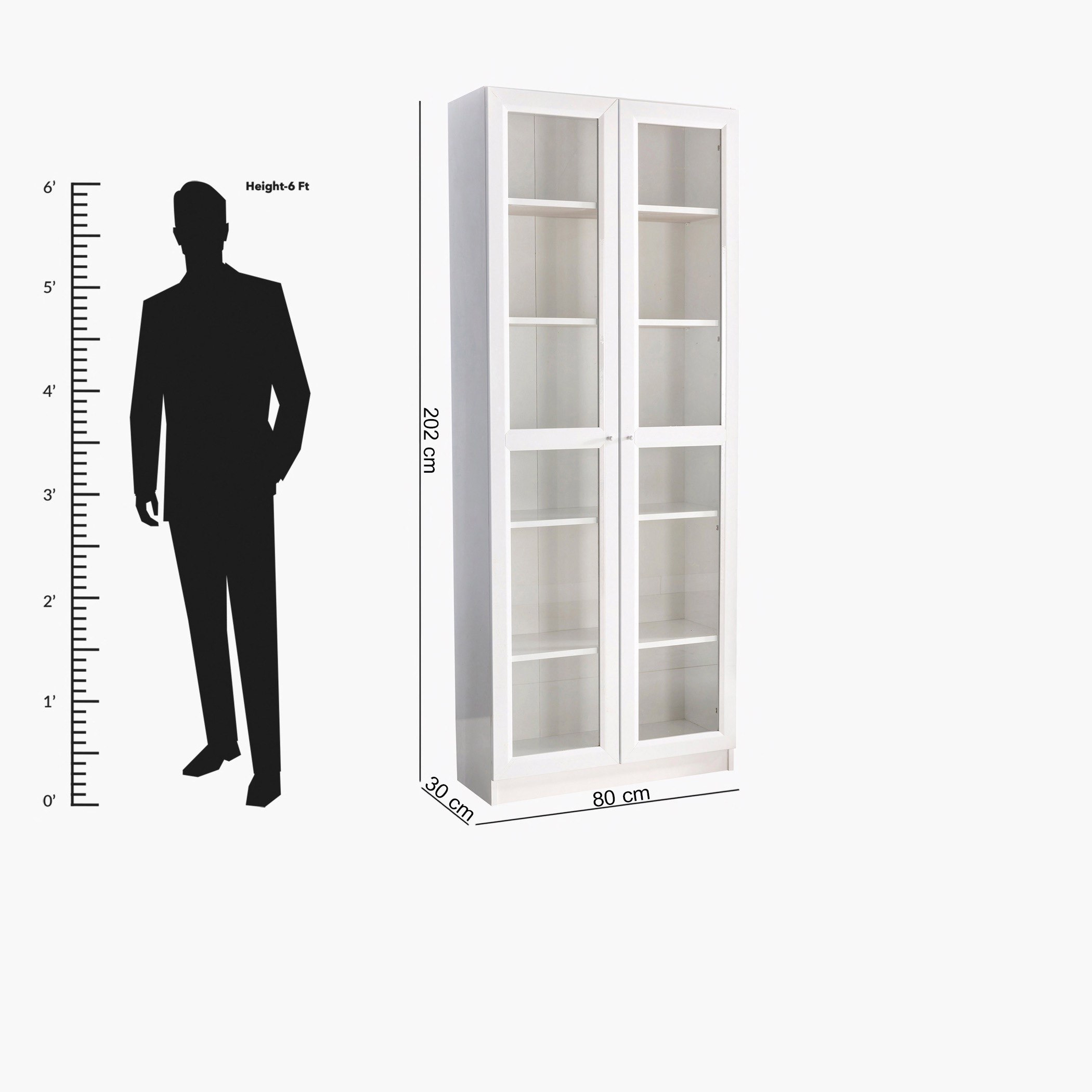 خزانة كتب بـ6 طوابق مع 2 أبواب زجاجيّة من آسكيم-hbxfurniture-office-bookcases-image-10