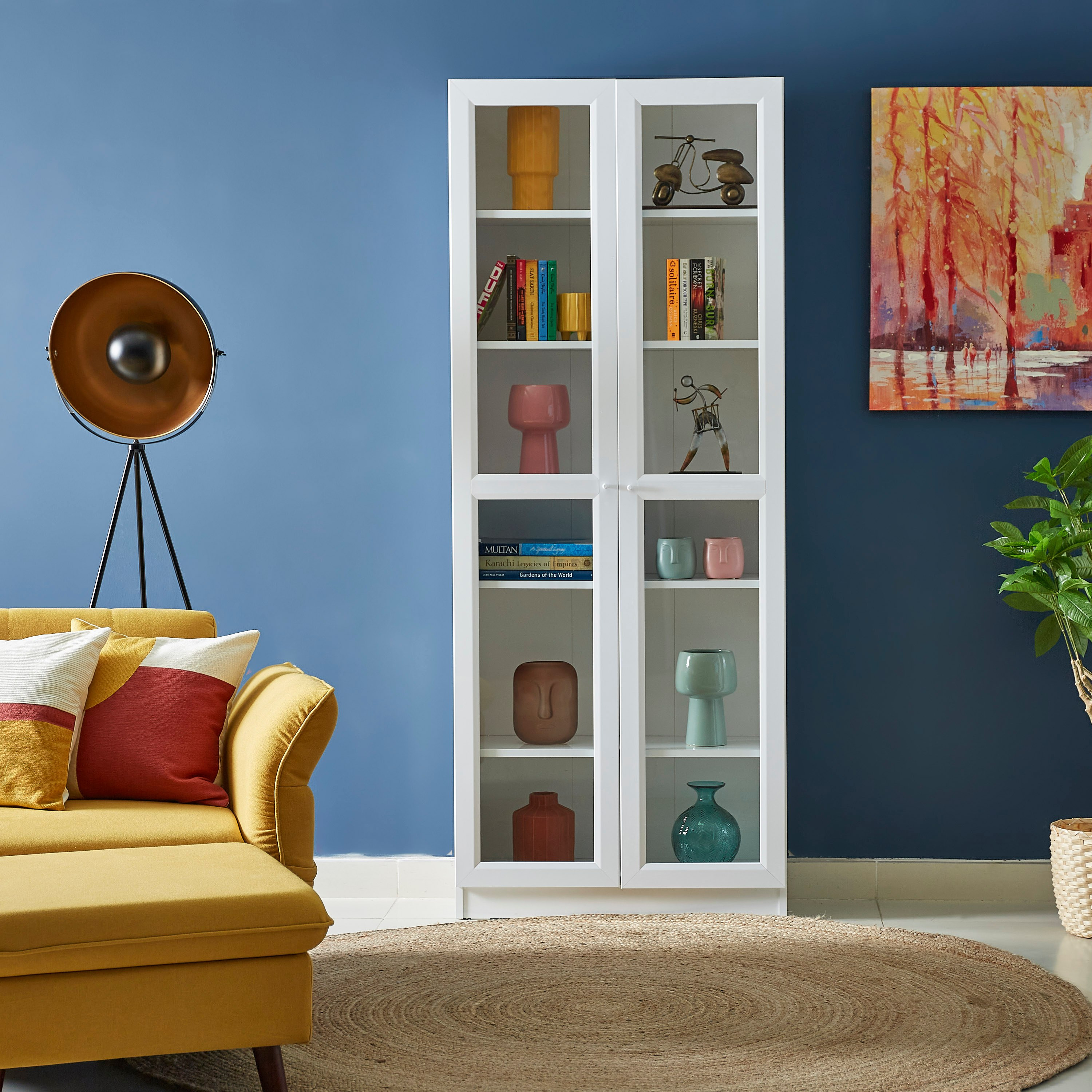 خزانة كتب بـ6 طوابق مع 2 أبواب زجاجيّة من آسكيم-hbxfurniture-office-bookcases-image-4