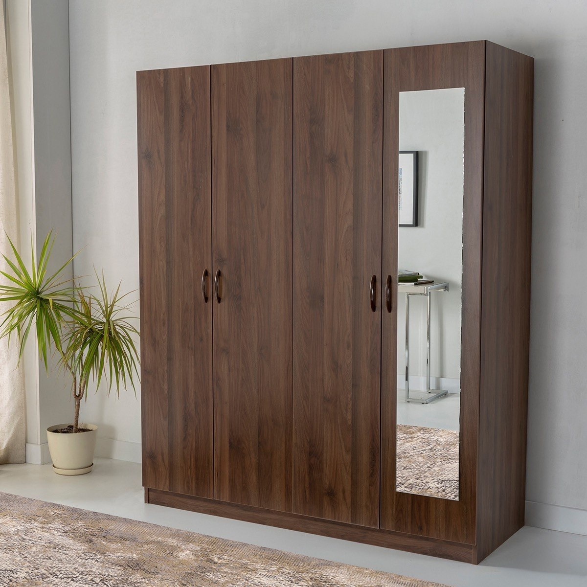 خزانة ملابس 4 أبواب مع مرآة -كومو من موڤو-hbxfurniture-wardrobes-image-1