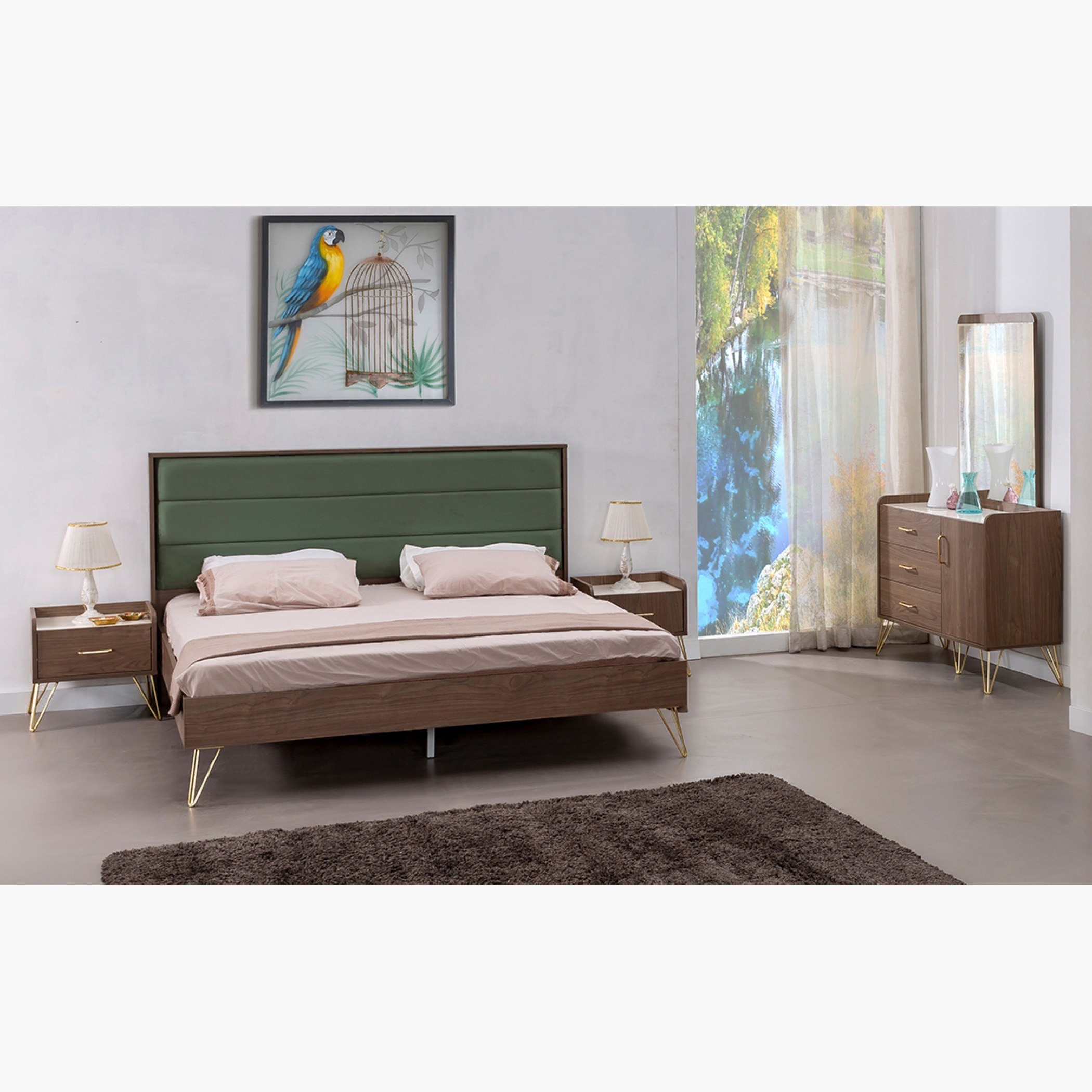 طقم غرفة نوم كينج 5 قطع من نيتشر - 180x200 سم-hbxbedroom-bedsandbedsets-bedroomsets-king-image-1