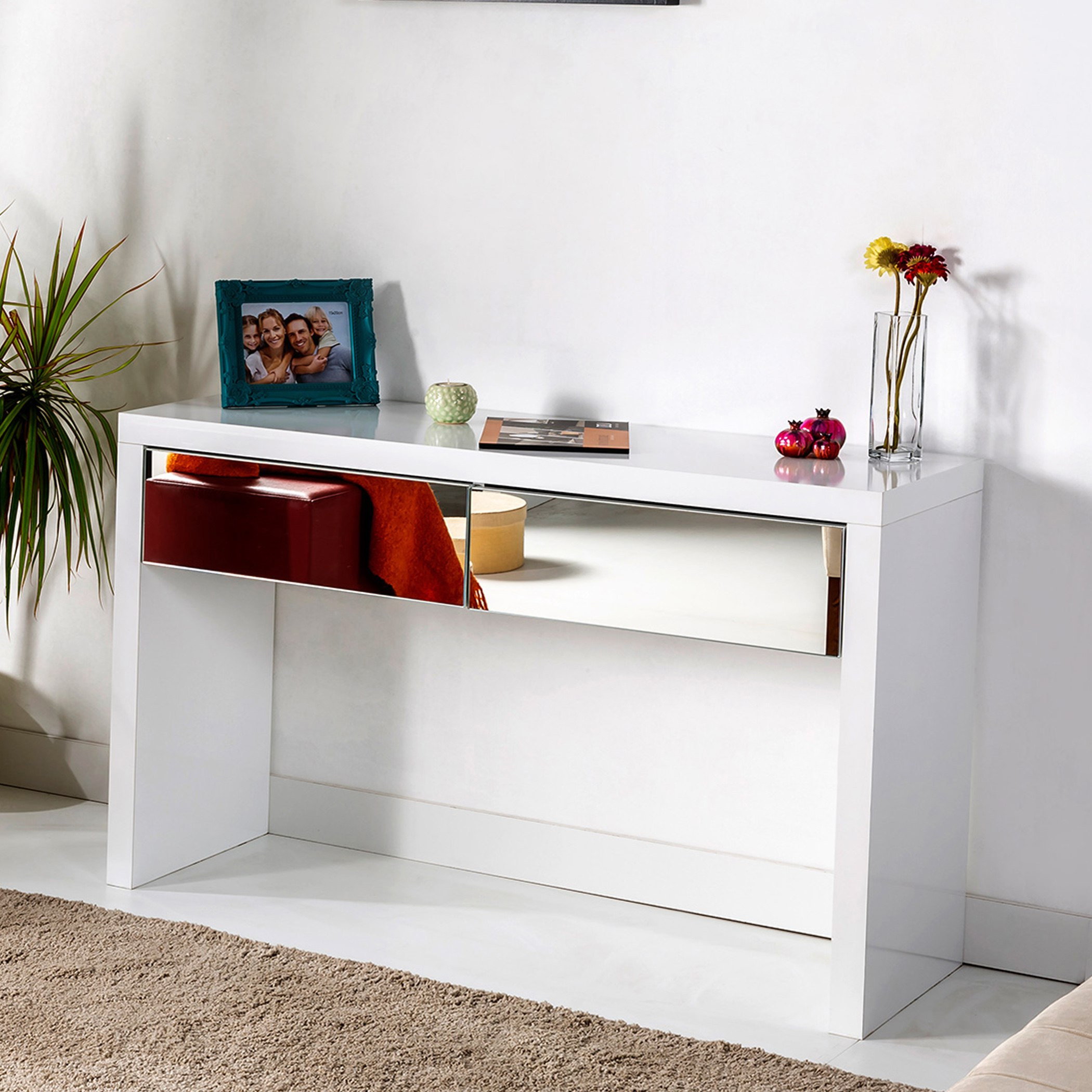 طاولة كنبة عالية اللّمعان مكتب بدرجين بمرآة عاكسة من ريفليكشن-hbxfurniture-tablesandstands-consoletables-image-1