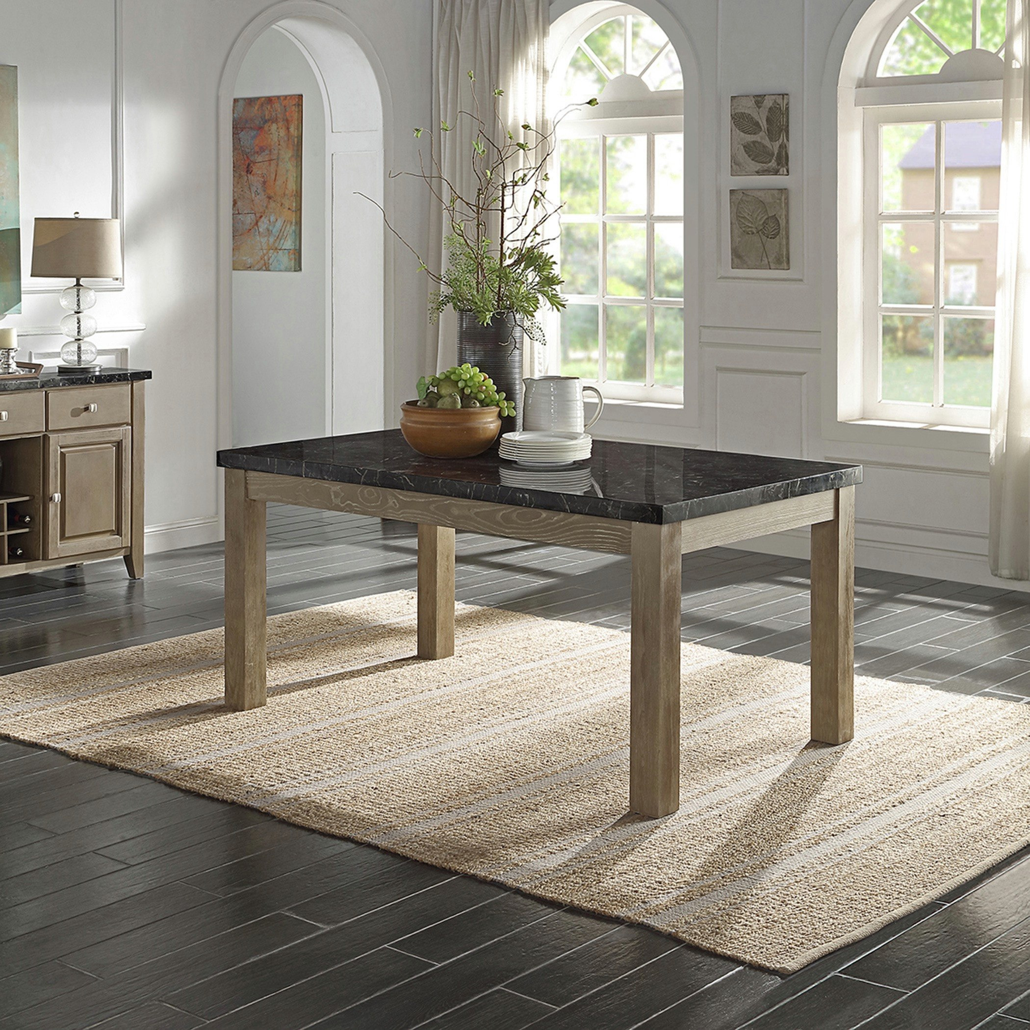طقم طاولة سفرة بسطح رخام 8 مقاعد من أرلينجتون-hbxfurniture-diningtablesandsets-diningsets-eightseater-image-2