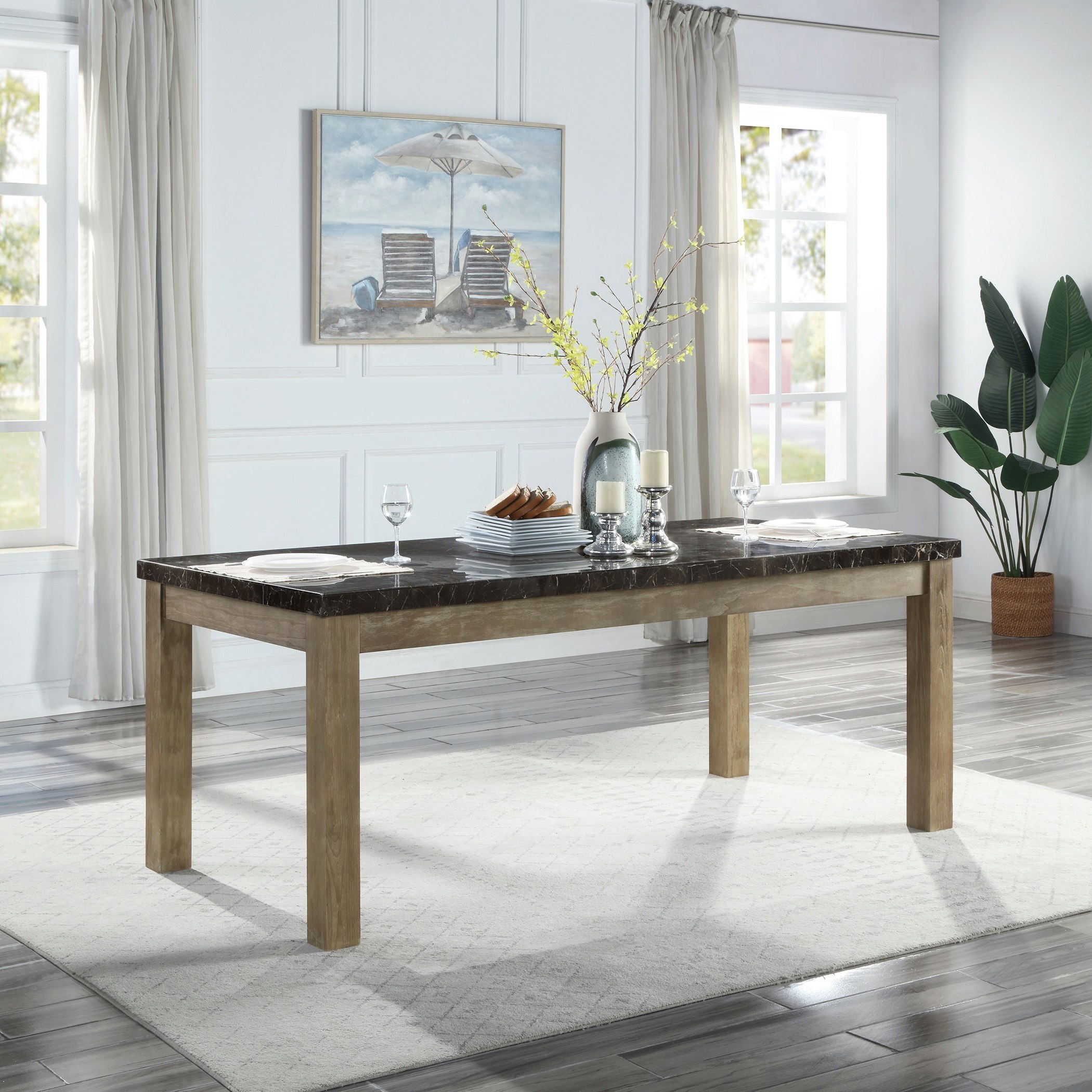 طقم جزيرة مطبخ بسطح رخام 6 مقاعد من أرلينجتون-hbxfurniture-diningtablesandsets-diningsets-sixseater-image-2