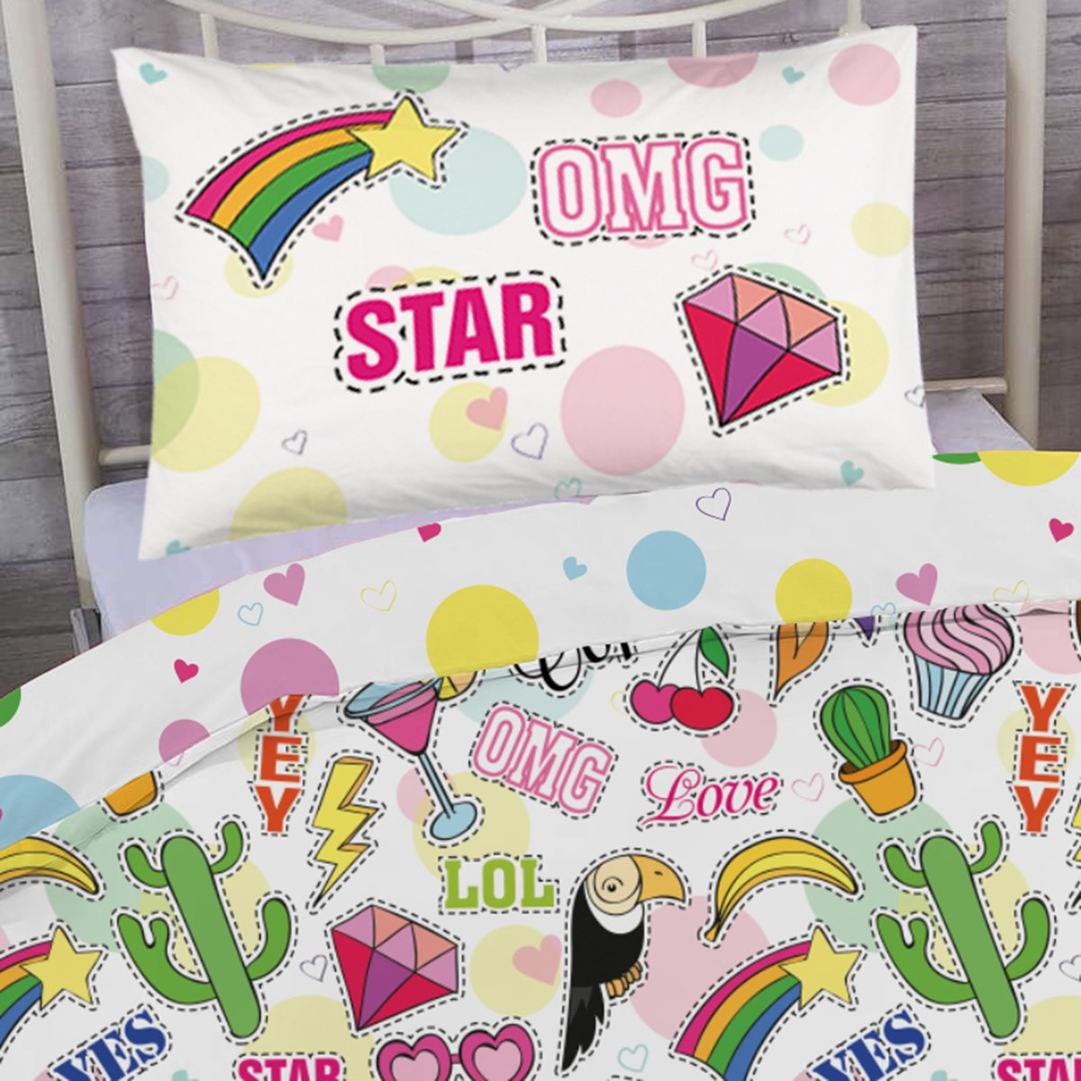 طقم لحاف مزدوج من قطعتين بطبعات رقمية للجنسين من موديش - 135x220 سم-hbxhomeware-hbxkidsandyouth-image-2