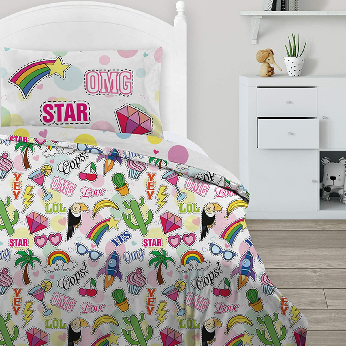 طقم لحاف مزدوج من قطعتين بطبعات رقمية للجنسين من موديش - 135x220 سم-hbxhomeware-hbxkidsandyouth-image-3