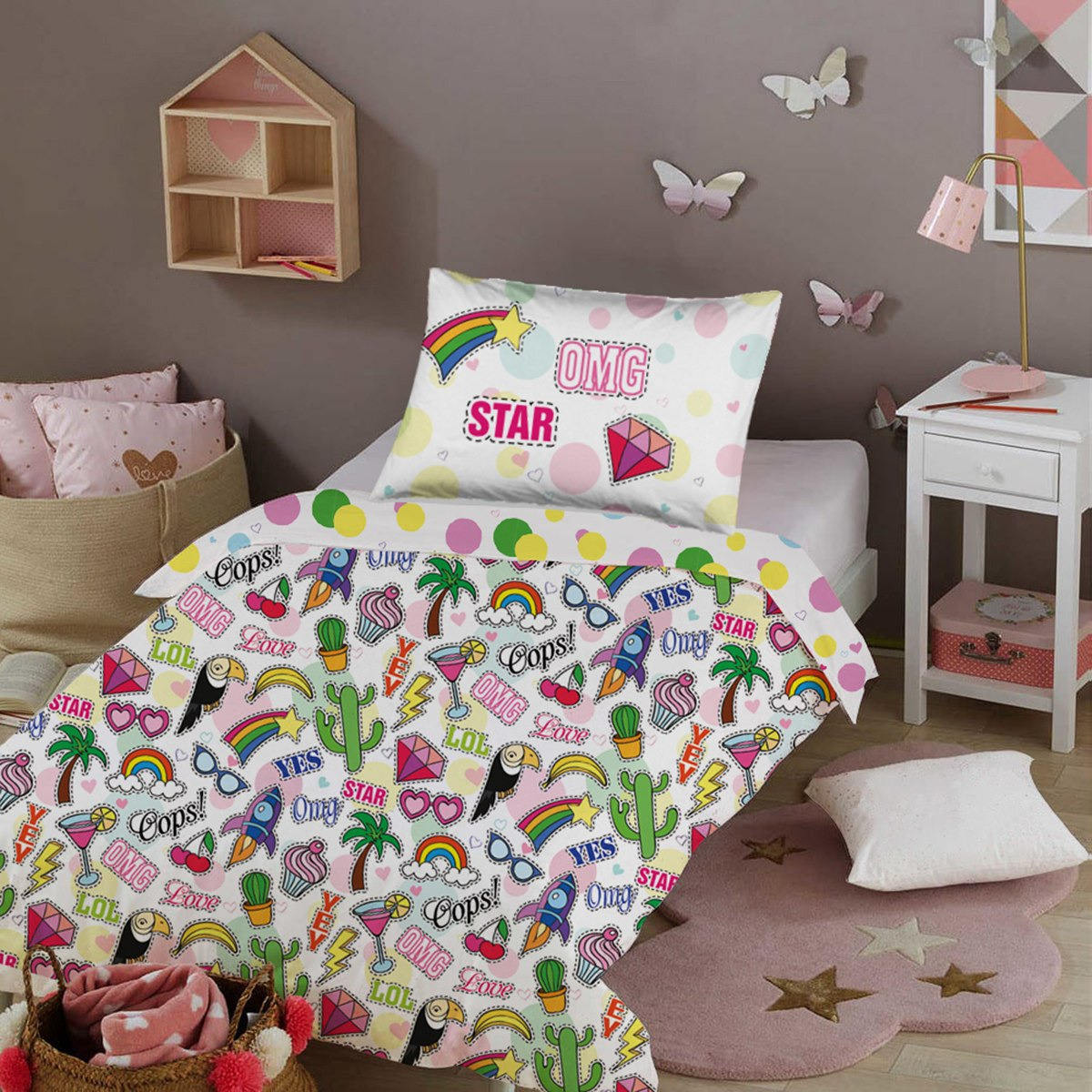 طقم لحاف مزدوج من قطعتين بطبعات رقمية للجنسين من موديش - 135x220 سم-hbxhomeware-hbxkidsandyouth-image-4