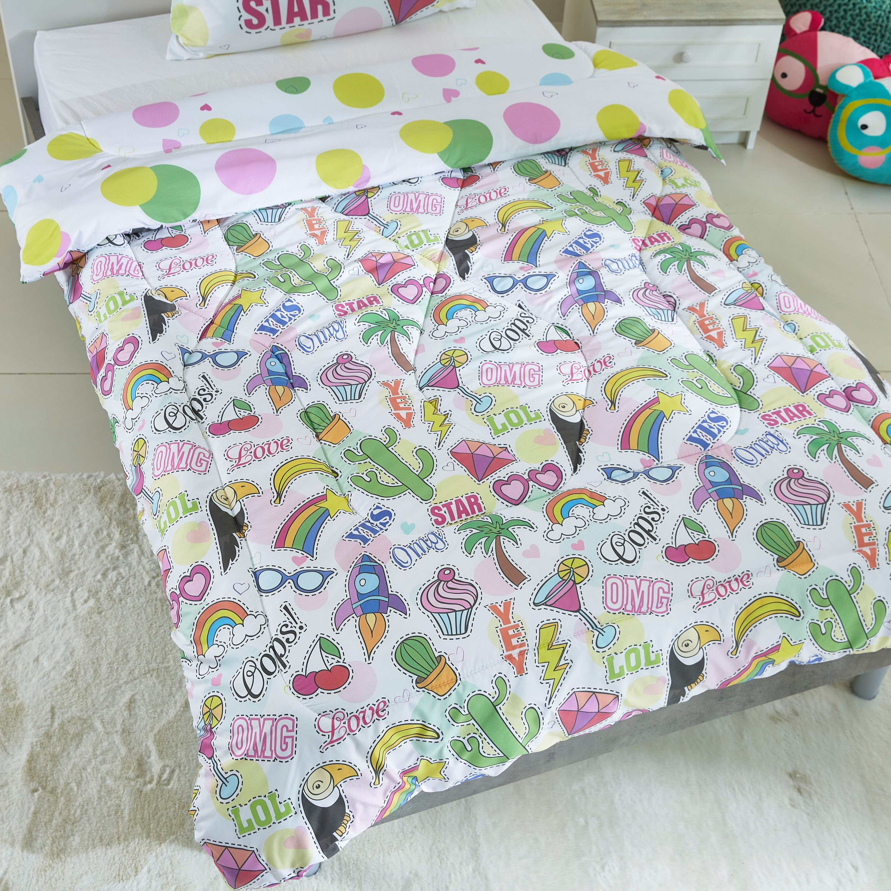طقم لحاف قطعتين بطبعات رقمية للجنسين من موديش - 160x220 سم-hbxhomeware-hbxkidsandyouth-image-2