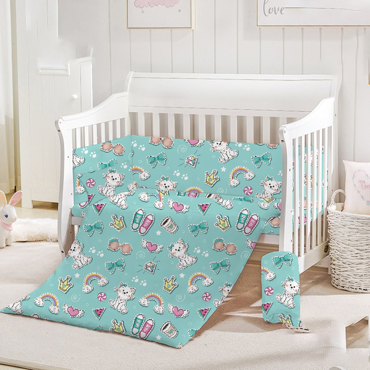 طقم لحاف سرير كامل ومصد للأطفال 4 قطع - 132x10 سم-hbxhomeware-hbxkidsandyouth-image-1