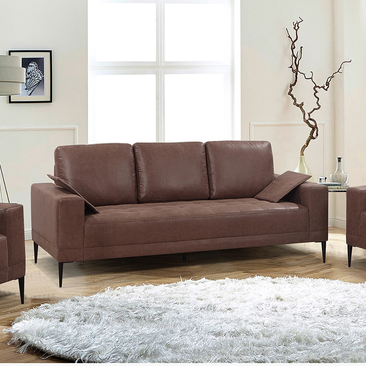 Leather look fabric sofa new arrivals