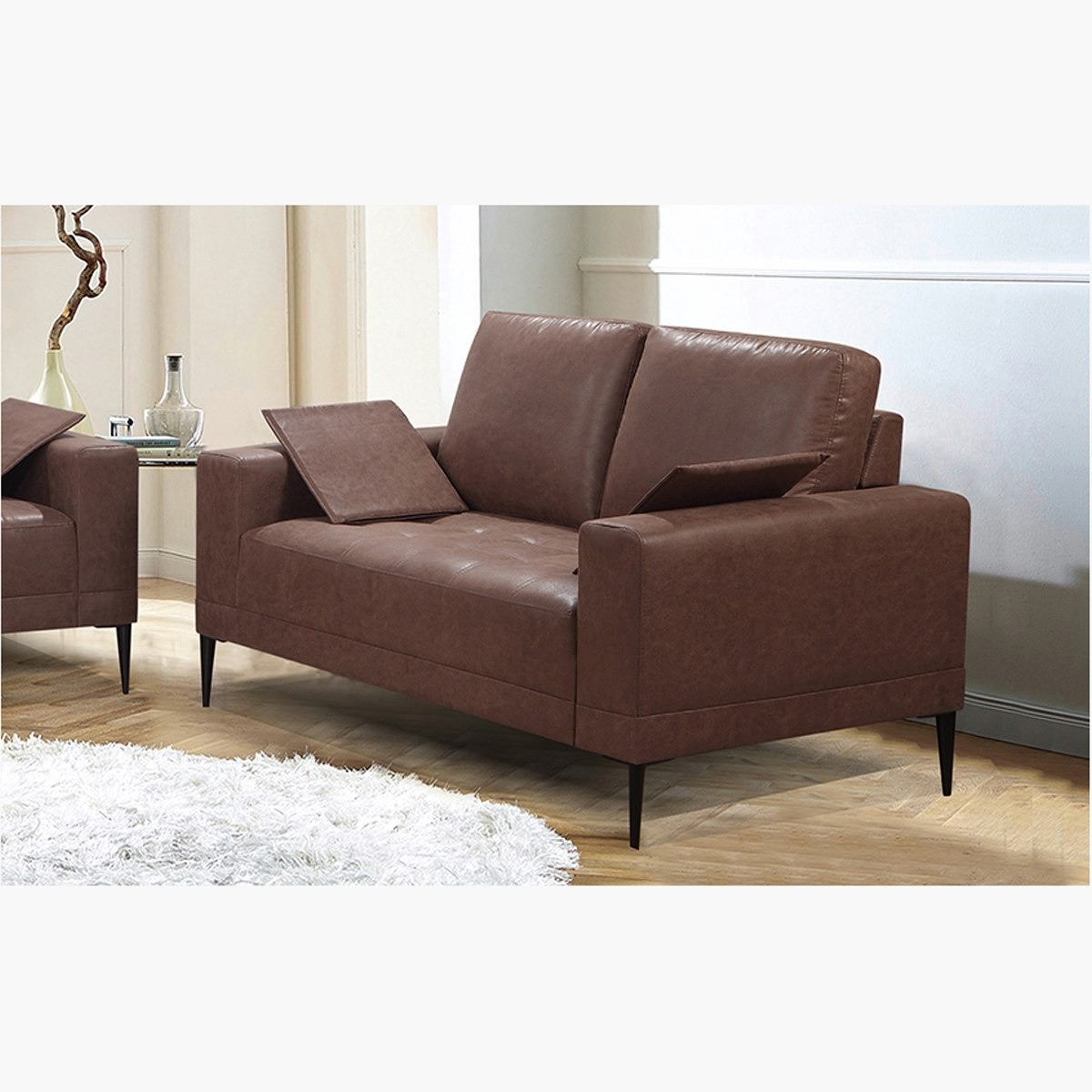 Leather look deals 2 seater sofa