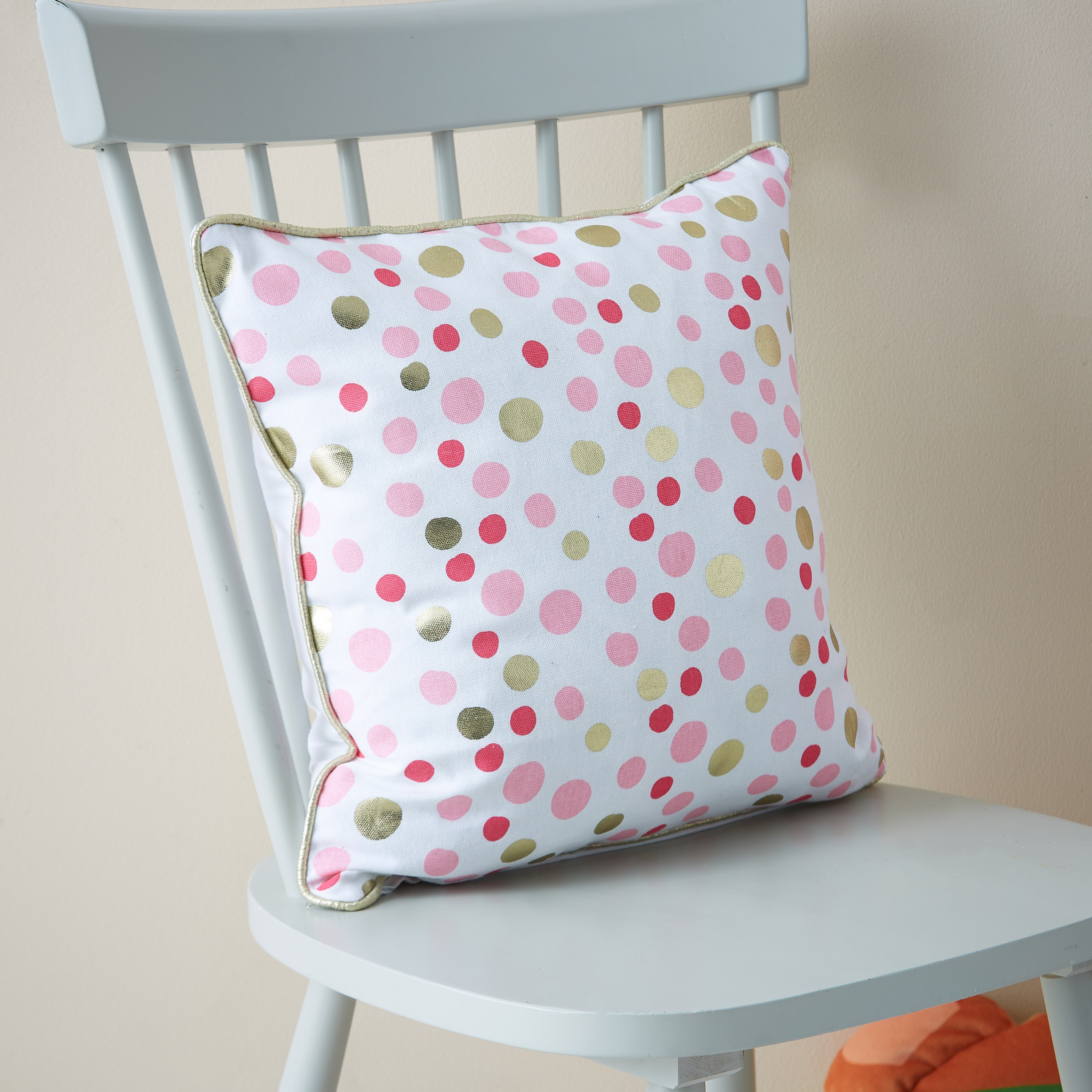غطاء وسادة قطني بخيوط بارزة وطبعاترقائق معدنية منقطة من دالبي - 40x40 سم-hbxhomeware-hbxkidsandyouth-image-1