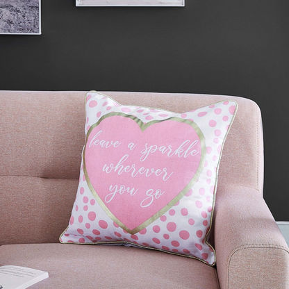 Dalby Heart Foil Print Cotton Cushion Cover with Piping - 40x40 cms
