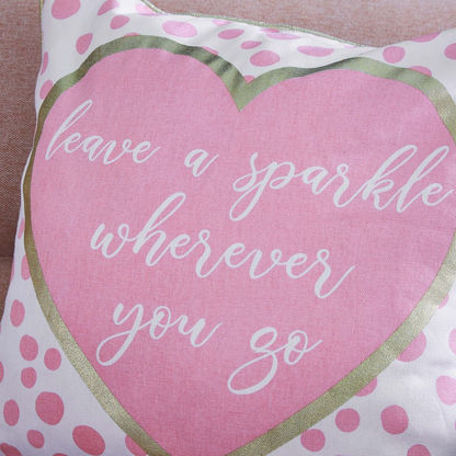 Dalby Heart Foil Print Cotton Cushion Cover with Piping - 40x40 cms