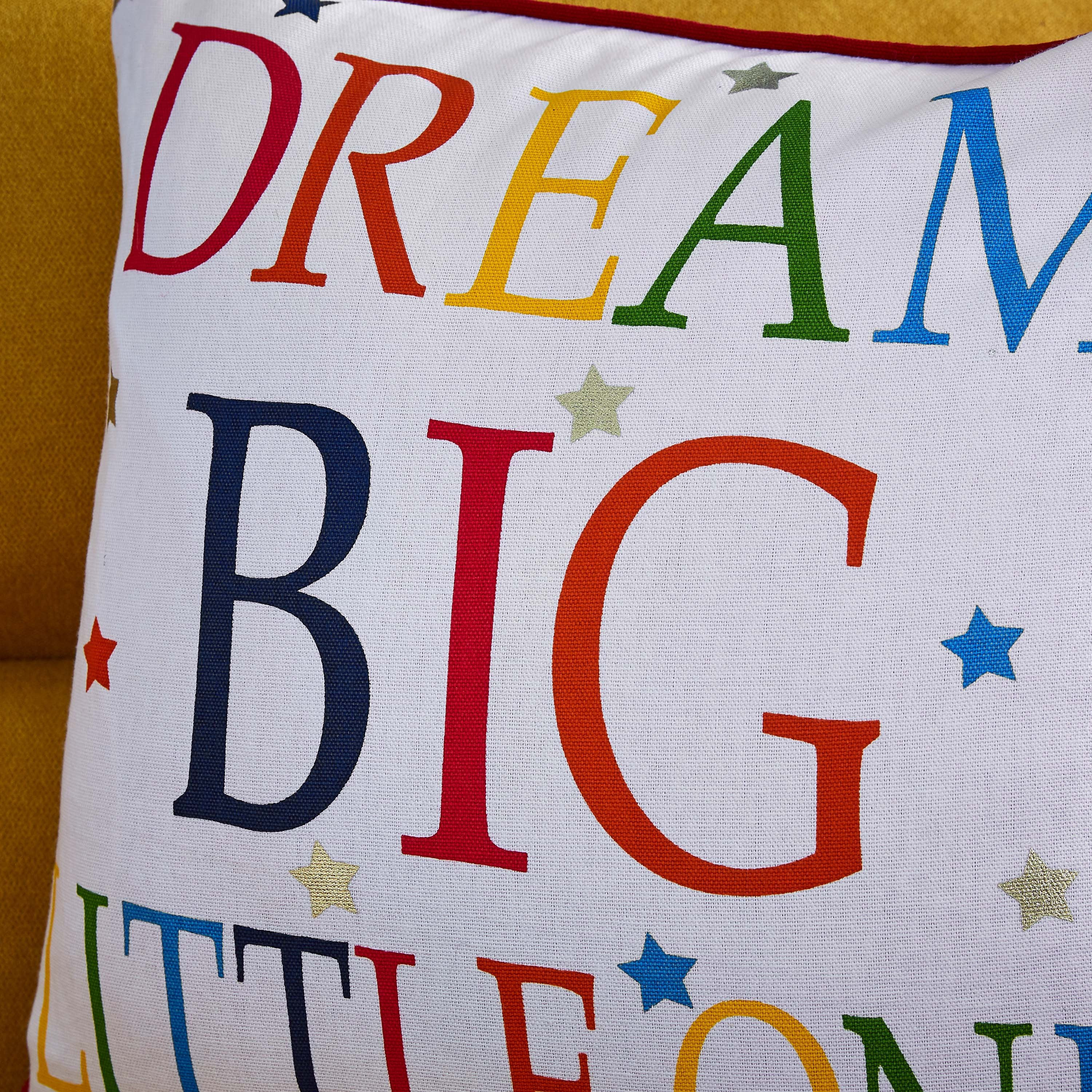 Dalby Dream Big Foil Print Cotton Cushion Cover with Piping - 40x40 cm-hbxhomeware-hbxkidsandyouth-image-2