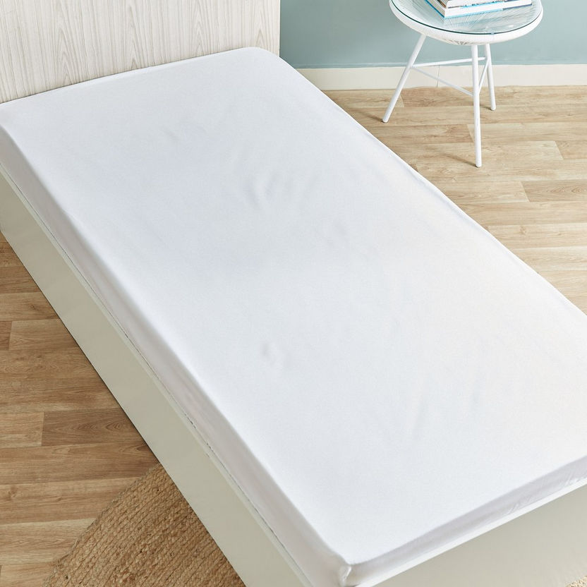 Essential Solid Cotton Single Fitted Sheet - 90x200+25 cm-Sheets and Pillow Covers-image-2
