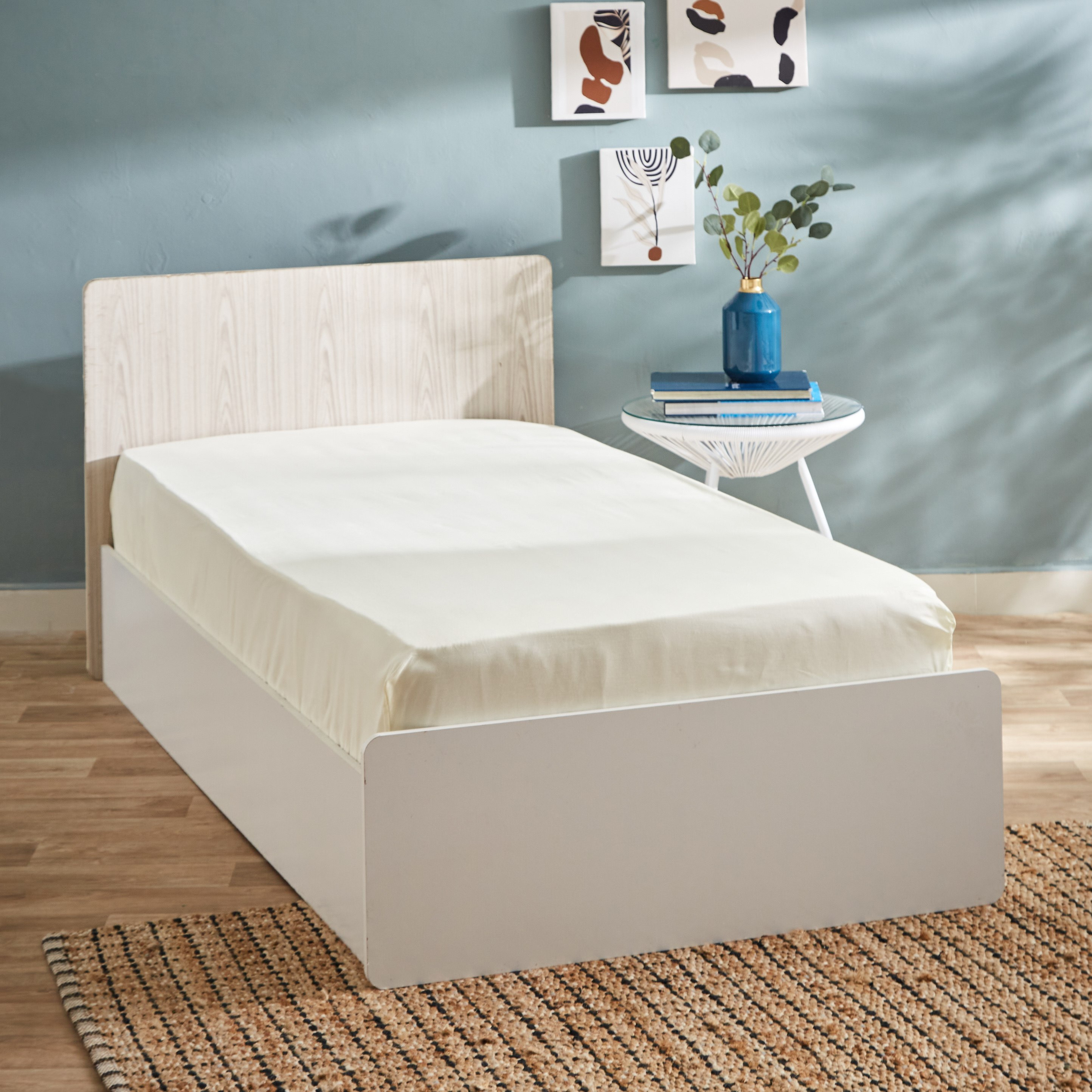 شرشف مطاطي فردي سادة قطن من إسينشيال - 90x200+25 سم-hbxhomeware-hbxbedroom-image-1