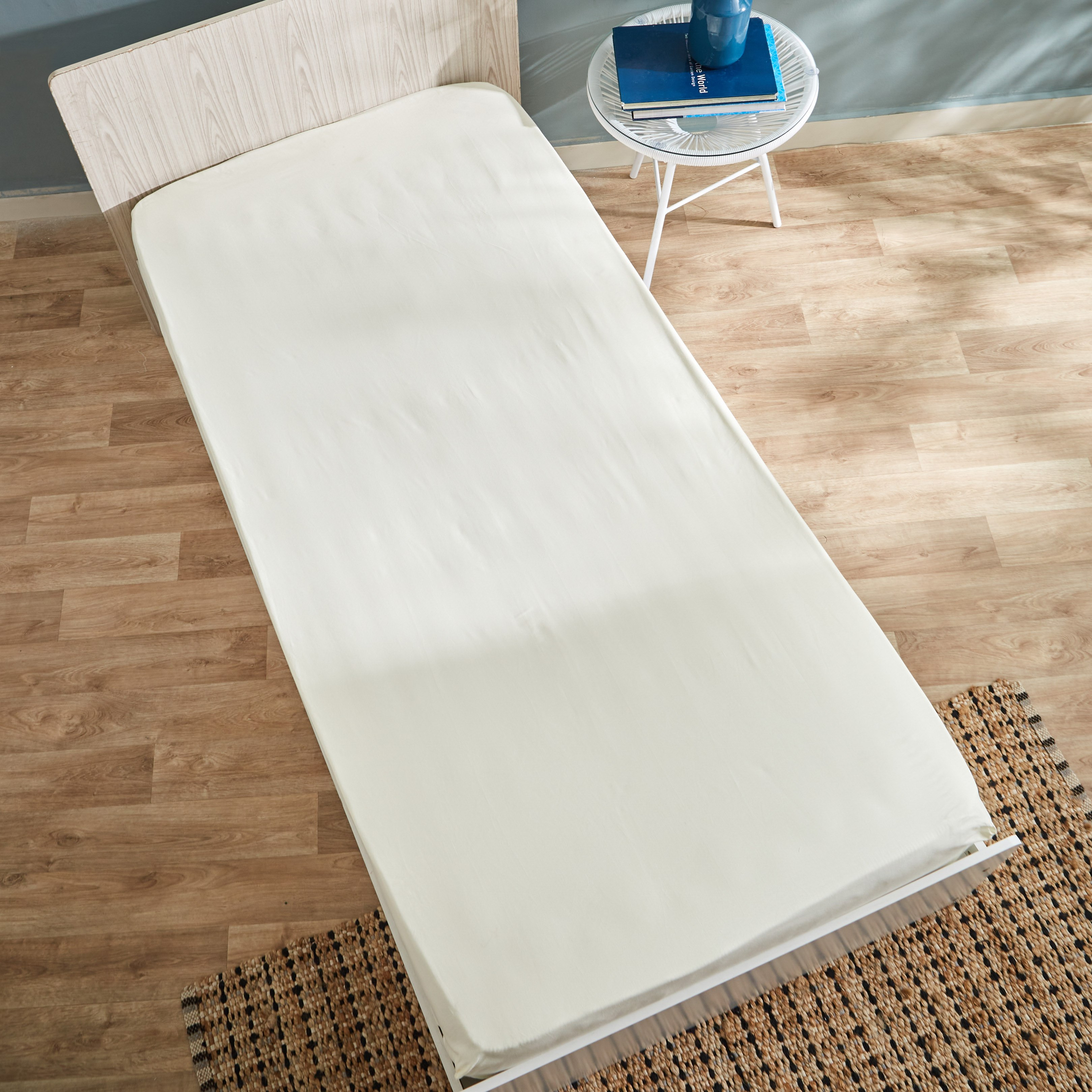 شرشف مطاطي فردي سادة قطن من إسينشيال - 90x200+25 سم-hbxhomeware-hbxbedroom-image-4