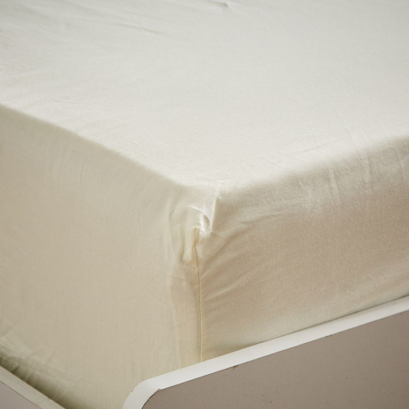 Essential Solid Cotton Single Fitted Sheet - 90x200+25 cm-Sheets and Pillow Covers-image-4