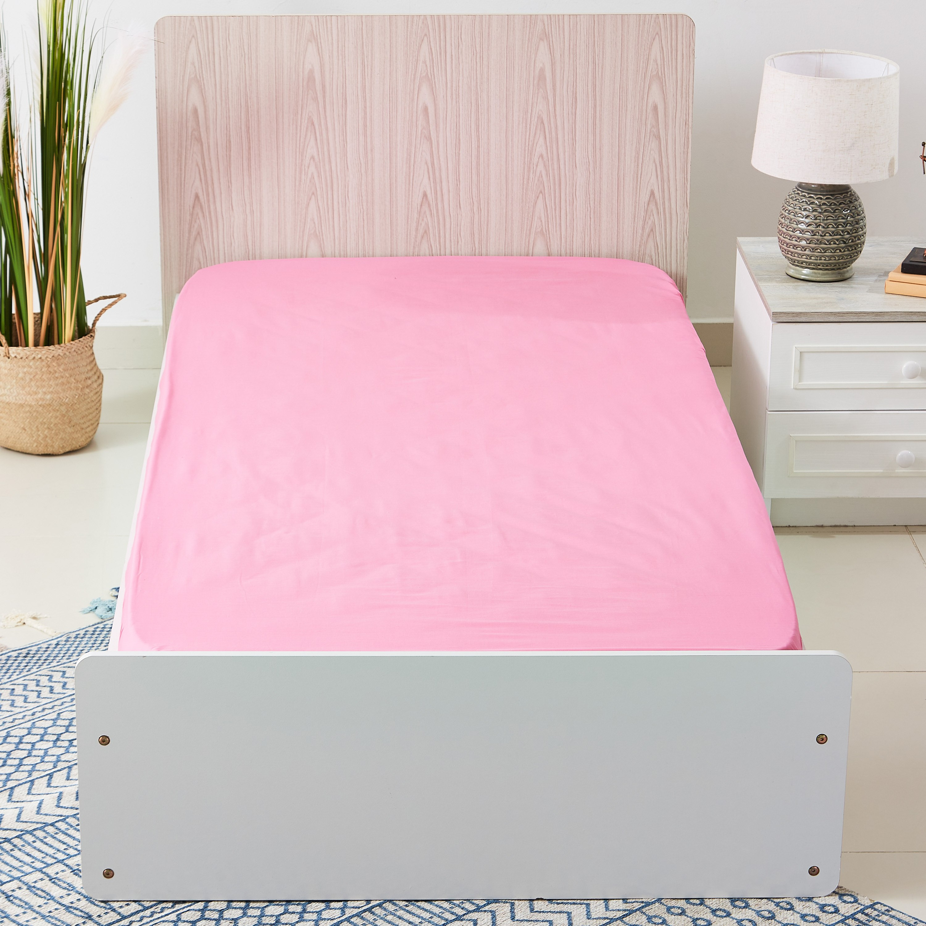 شرشف مطاطي فردي قطني سادة من إسنشيال - 90x200 سم-hbxhomeware-hbxkidsandyouth-image-2