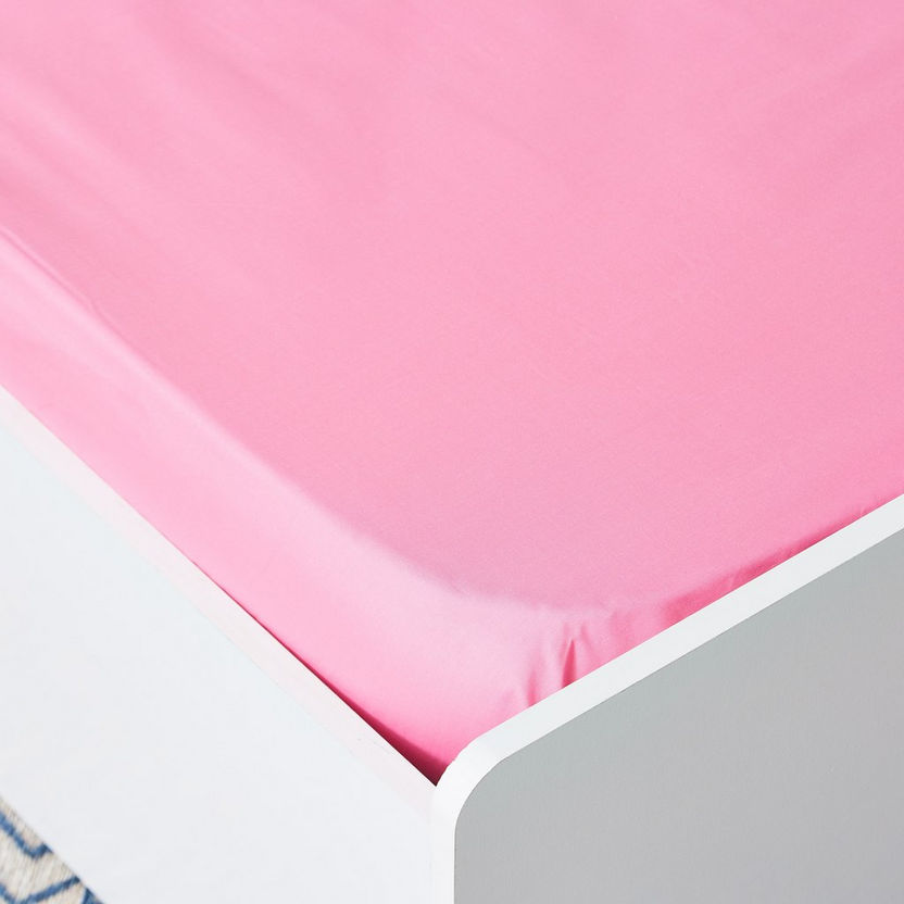 Essential Solid Cotton Single Fitted Sheet - 90x200 cm-Sheets and Pillow Covers-image-2