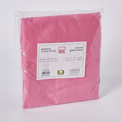 Essential Solid Cotton Single Fitted Sheet - 90x200 cm