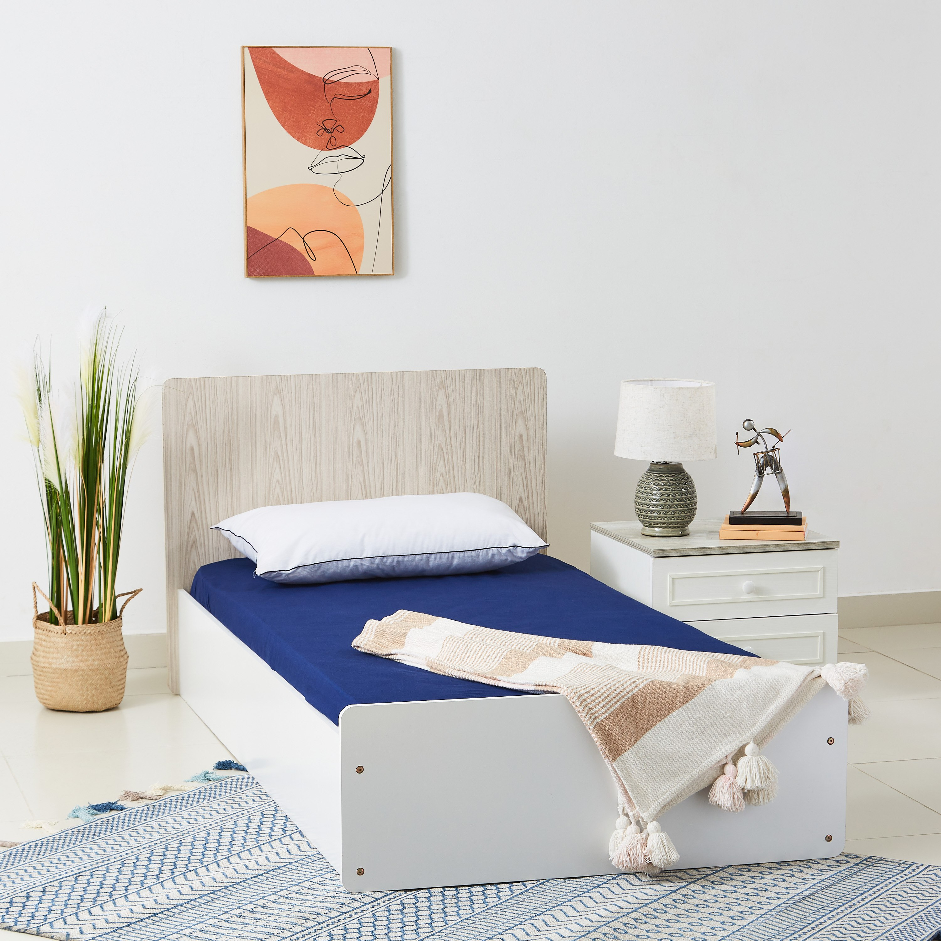 Essential Solid Cotton Single Fitted Sheet 90x200 cm