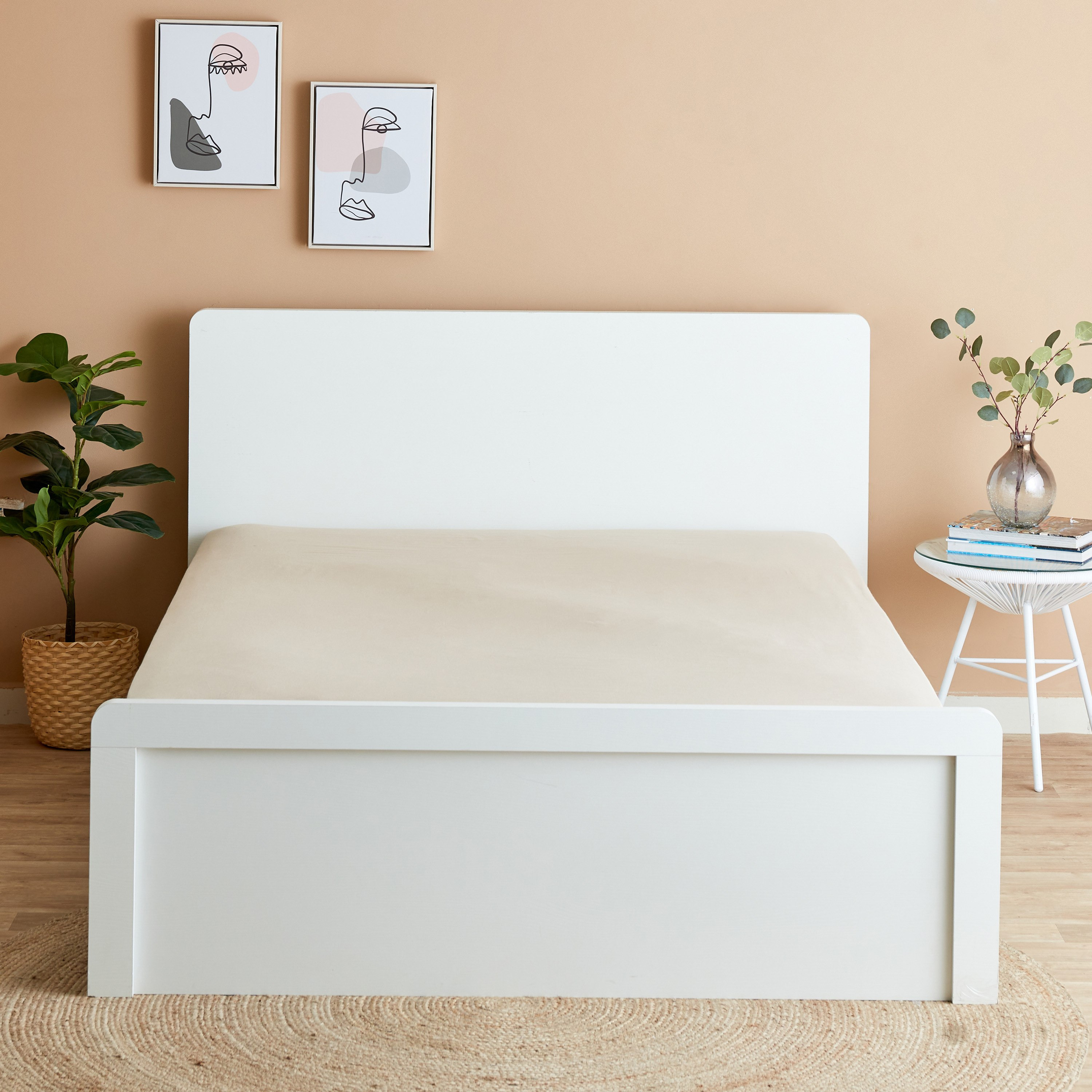 شرشف مطاطي كينج قطني سادة من إسينشيال - 180x210+25 سم-hbxhomeware-hbxbedroom-image-2
