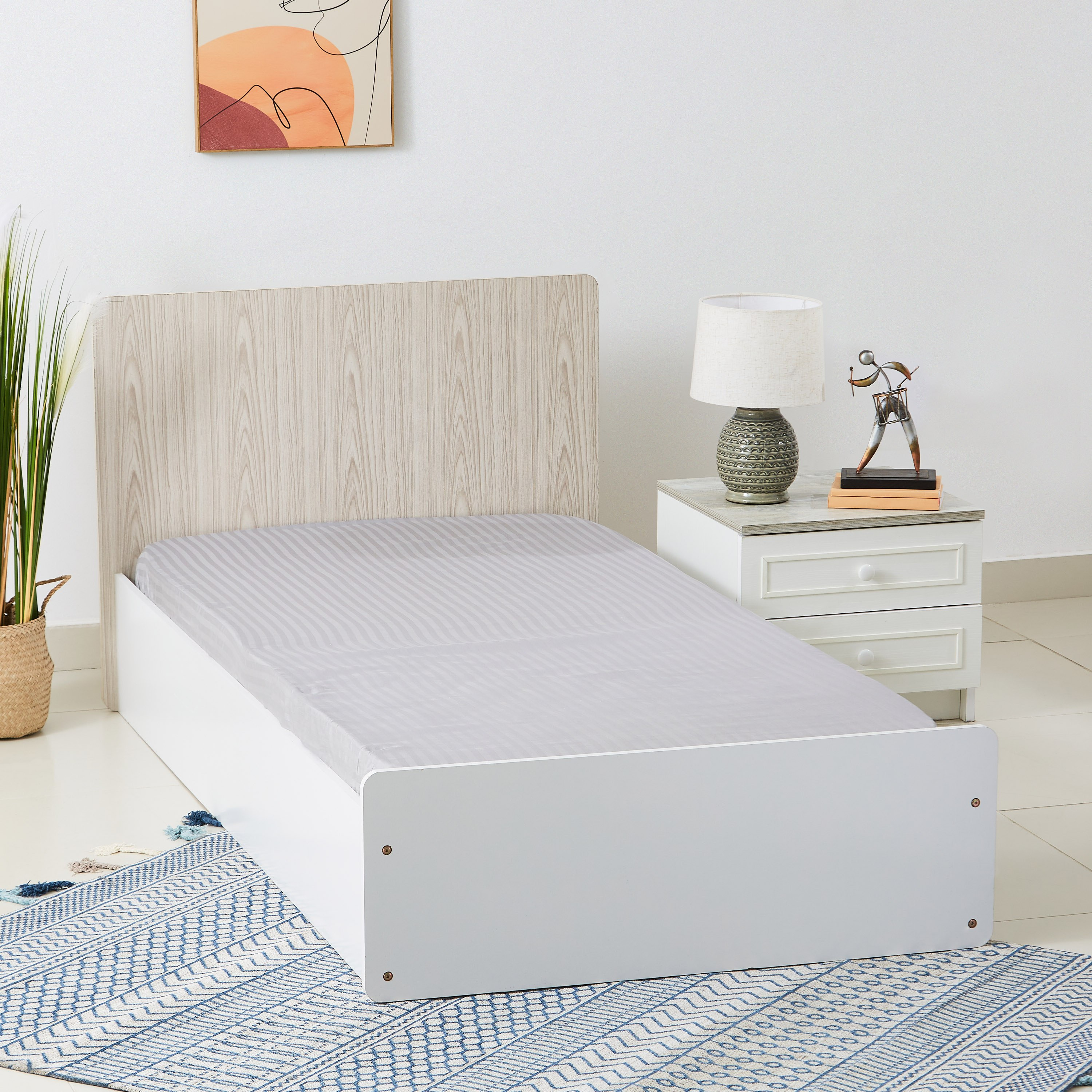 شرشف مطاطي فردي مخطط قطن ساتن من هاميلتون - 90x200 سم-hbxhomeware-hbxbedroom-image-1