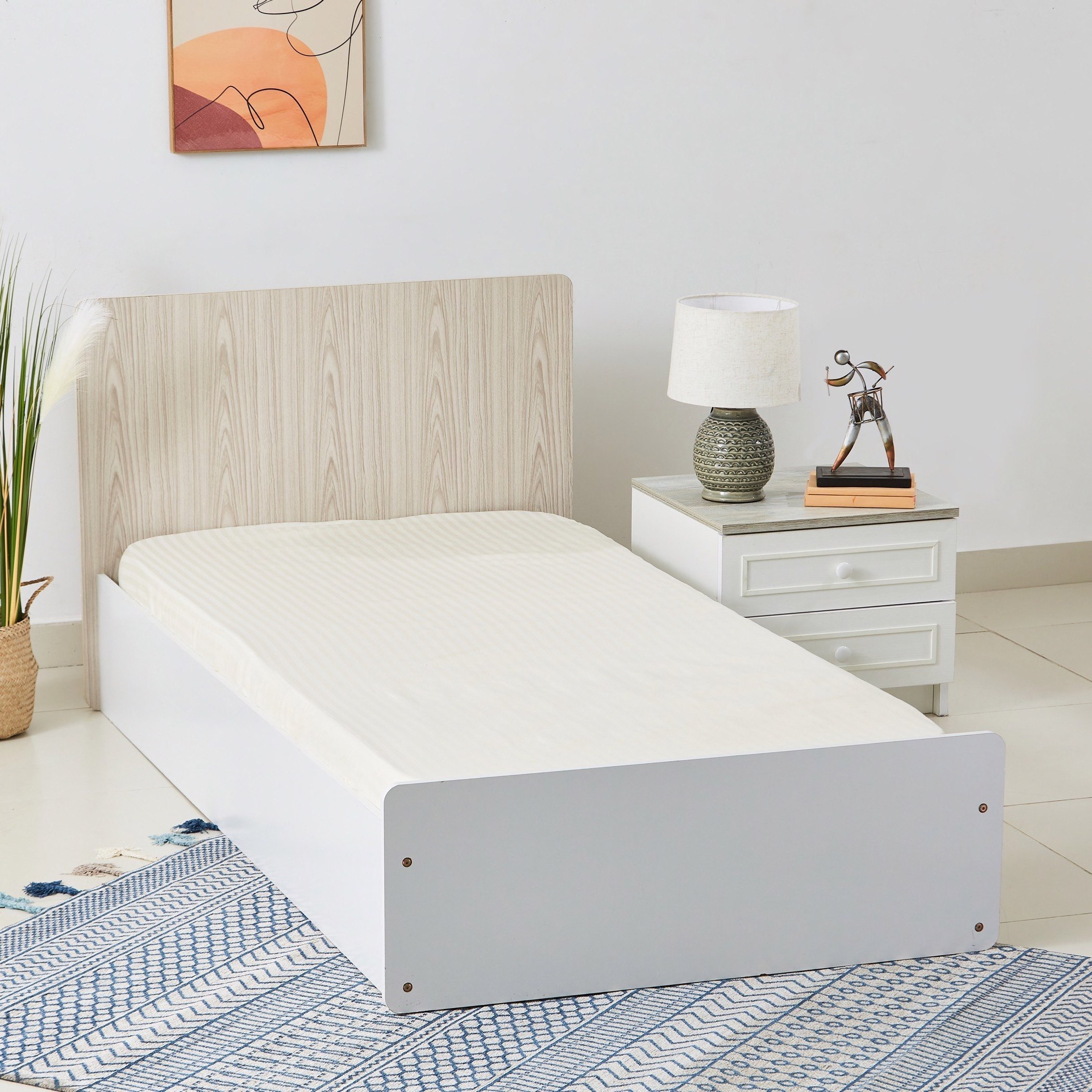 شرشف مطاطي فردي مخطط قطن ساتن من هاميلتون - 90x200 سم-hbxhomeware-hbxbedroom-image-1