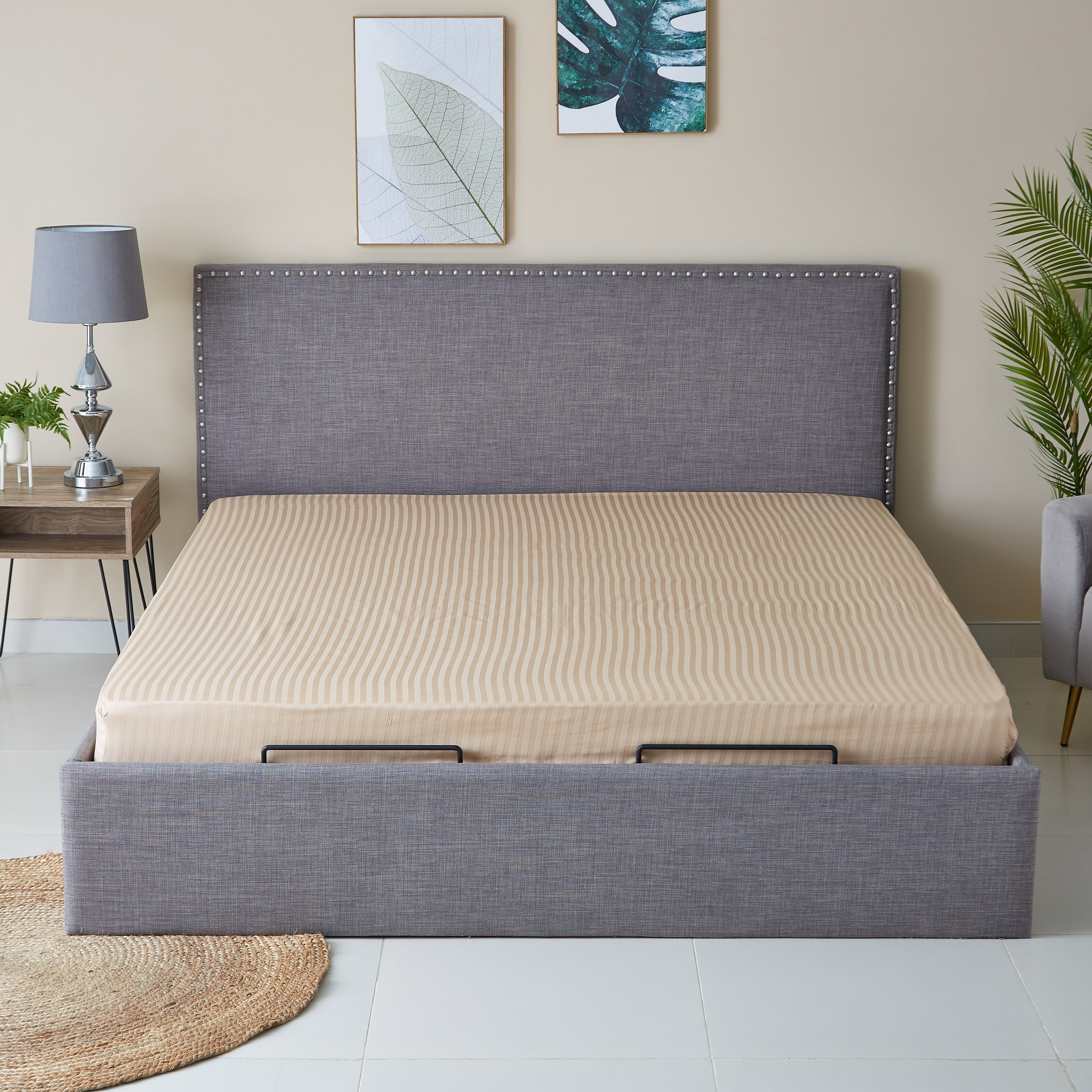 شرشف مطاطي كينج مخطط ستان قطن من هاميلتون - 180x210 سم-hbxhomeware-hbxbedroom-image-2