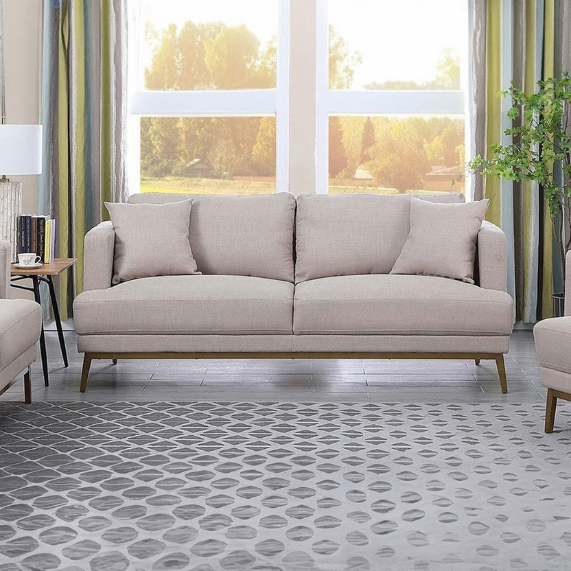 Bali 3-Seater Fabric Sofa with 2 Cushions-Sofas-image-0