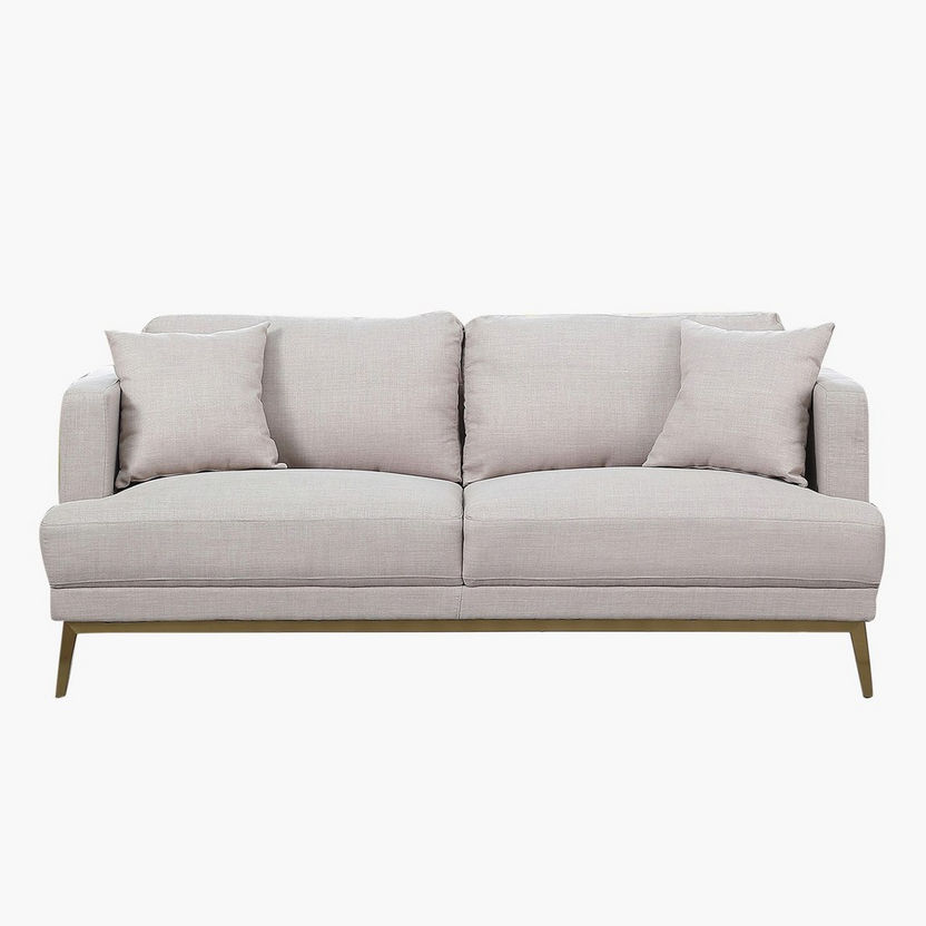Bali 3-Seater Fabric Sofa with 2 Cushions-Sofas-image-1