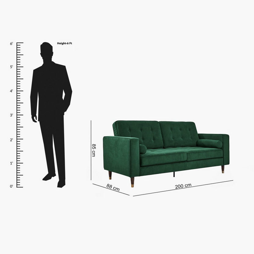 Sloan 3-Seater Velvet Sofa with 2 Cushions-Sofas-image-7