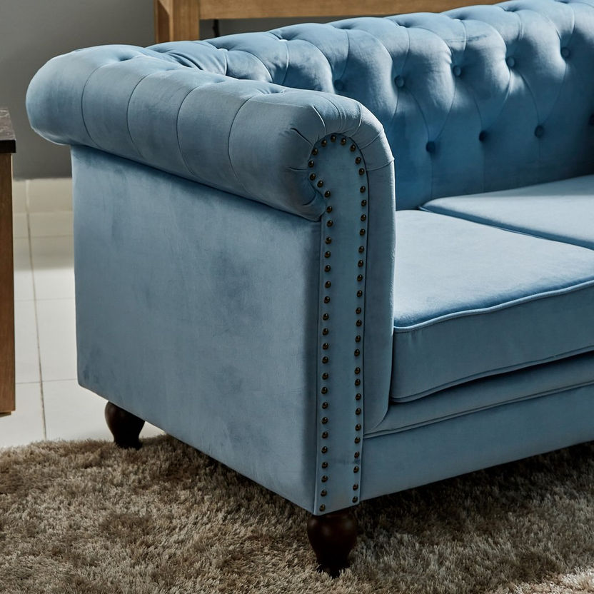 Sofia 3-Seater Tufted Velvet Sofa with 2 Cushions-Sofas-image-2
