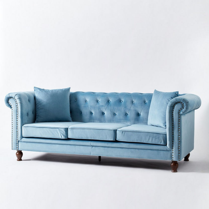 Sofia 3-Seater Tufted Velvet Sofa with 2 Cushions-Sofas-image-6