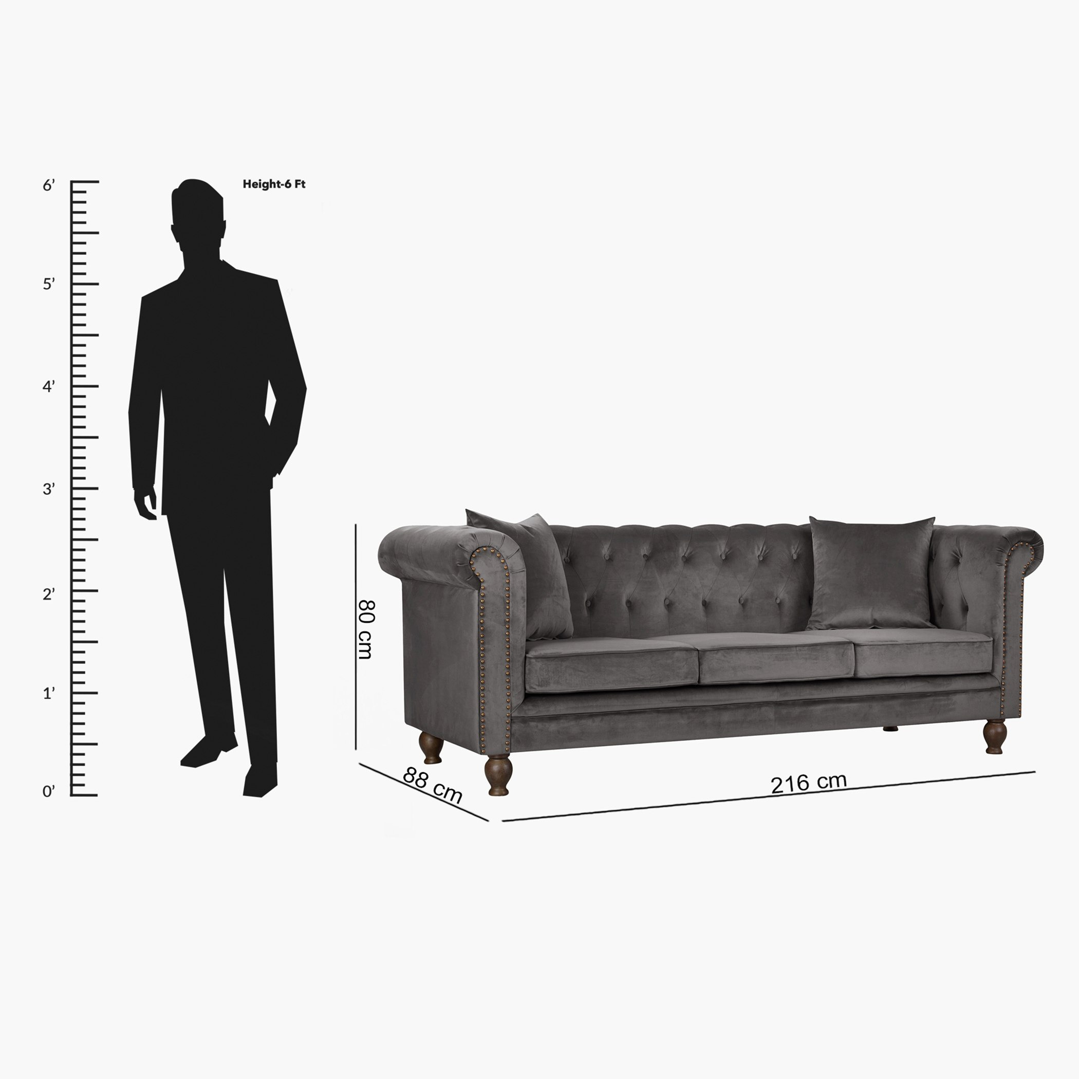 كنبة مخمليّة معنقدة 3 مقاعد مع وسادتين من صوفيا-hbxlivingroom-sofasandarmchairs-sofas-image-8
