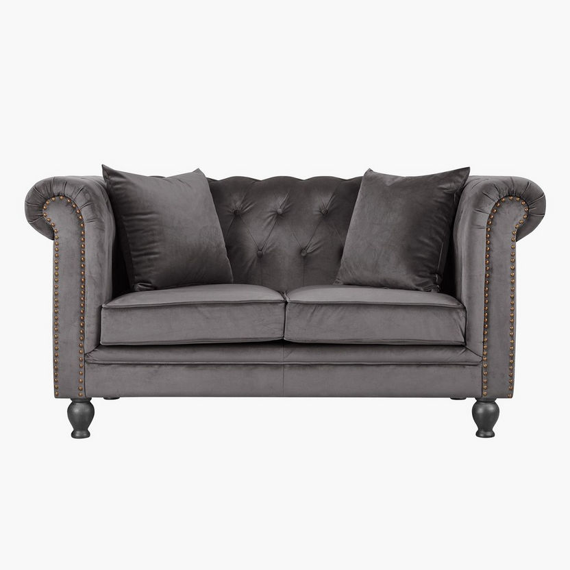 Sofia 2-Seater Velvet Sofa with 2 Cushions-Sofas-image-0