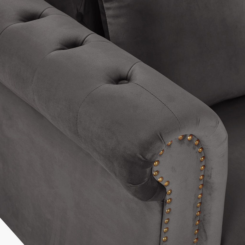 Sofia 1-Seater Tufted Velvet Armchair with Cushion-Sofas-image-2