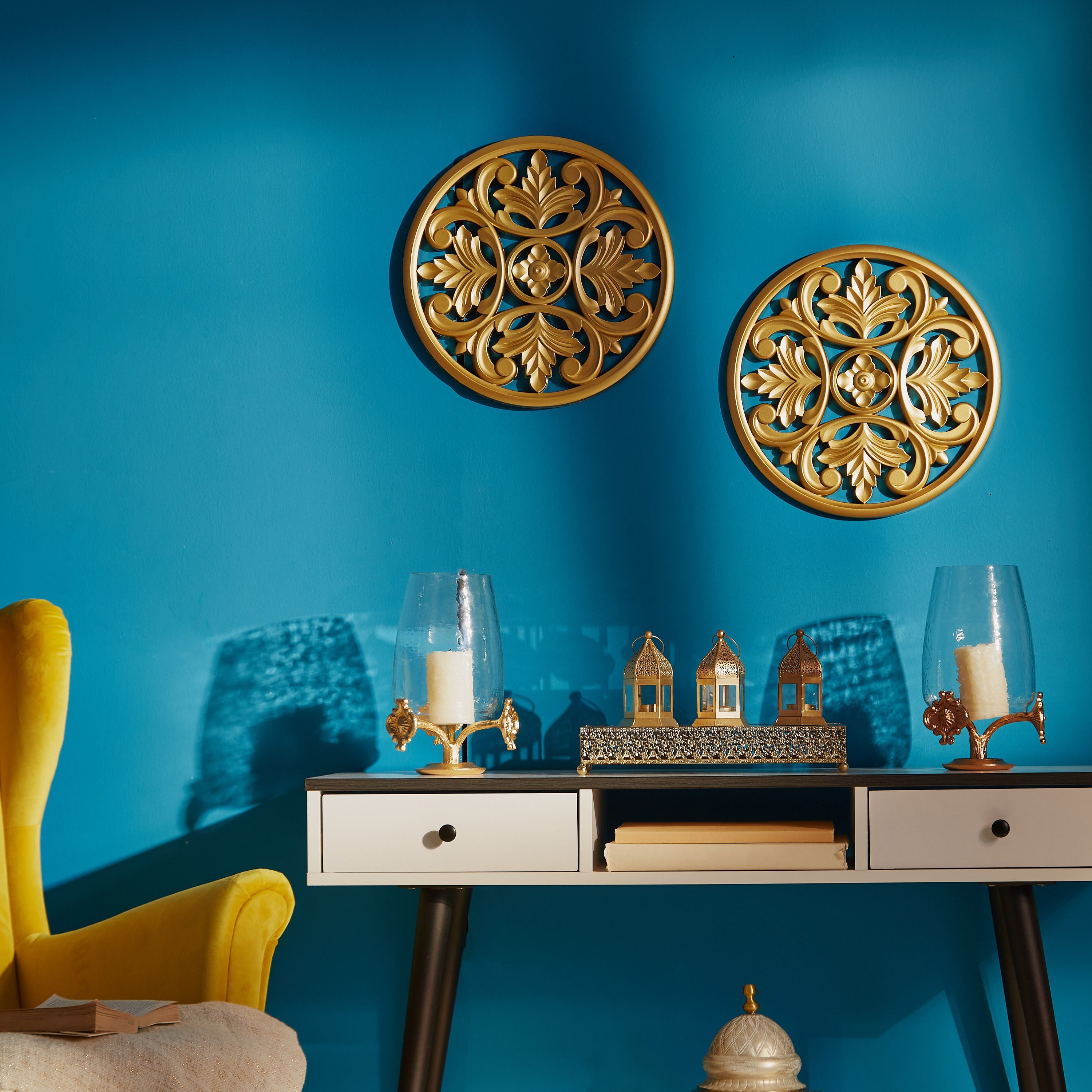 لوحة حائط مستديرة من زيا - طقم من قطعتين-hbxdiningroom-walldecor-wallart-image-4