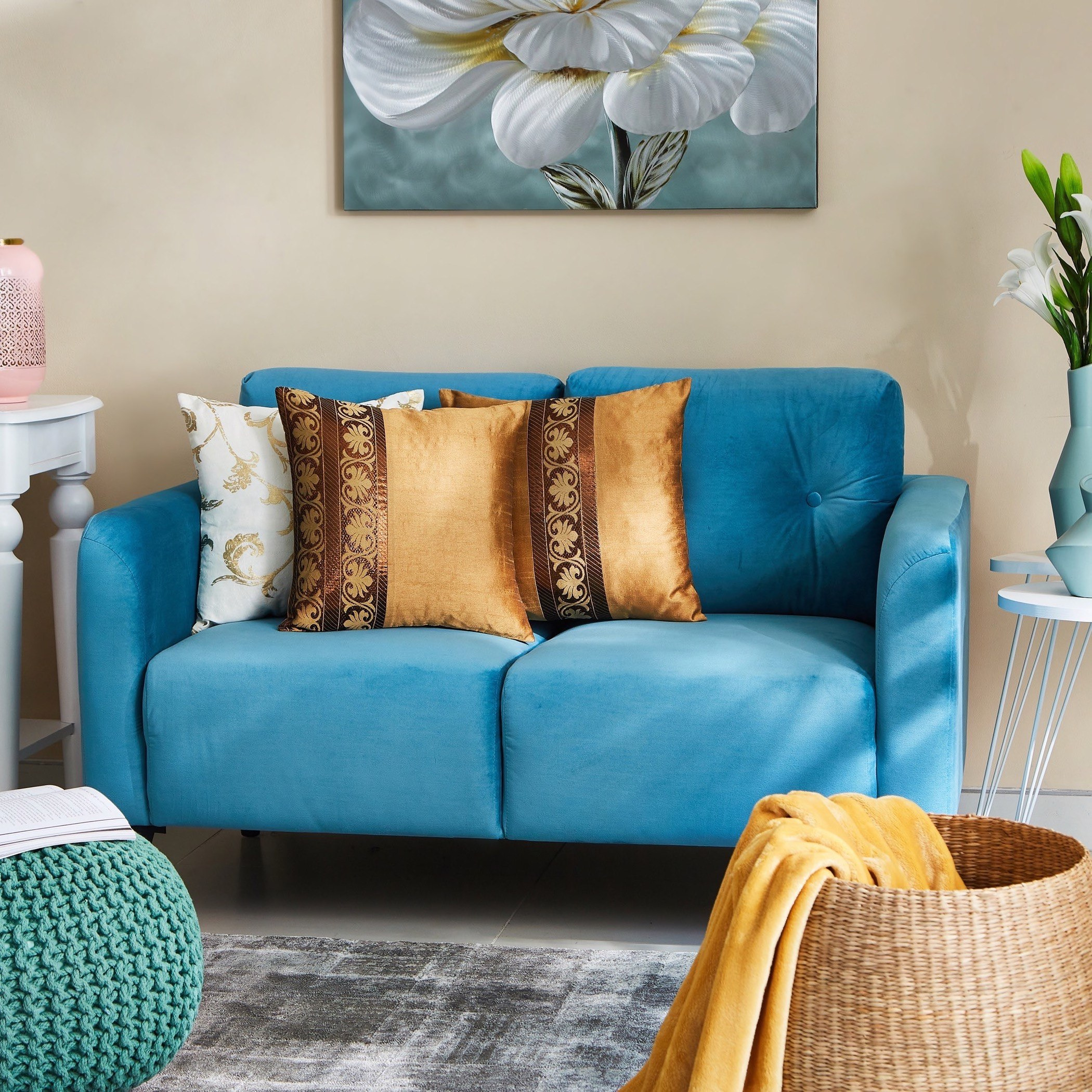 غطاء وسادة مزدوج بطبعات من إيكات - 40x40 سم-hbxhomeware-cushionsandcovers-cushioncovers-image-4