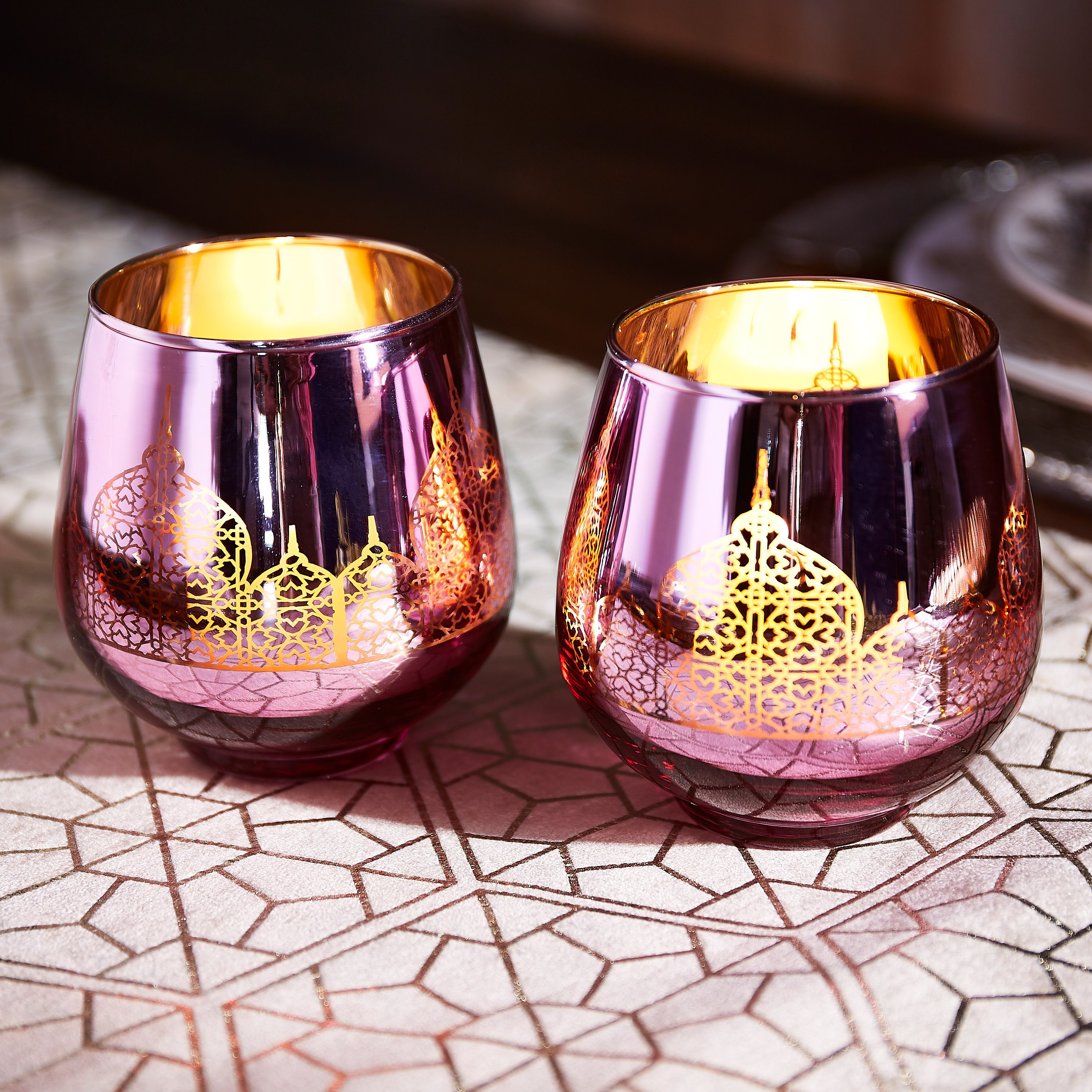 حامل شموع فوتيف زجاجي مسجد بيضاوي من آشر - طقم من قطعتين-hbxlivingroom-decorandaccessories-candleholders-image-1