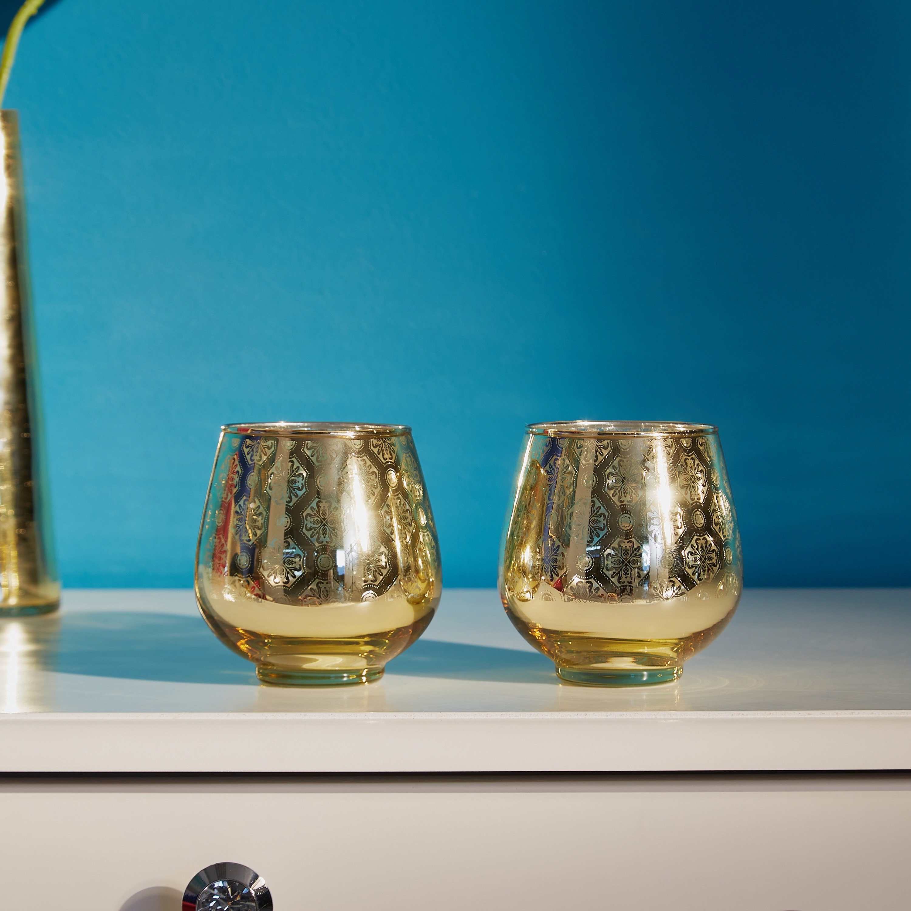حامل شموع فوتيف دمشق زجاجي بيضاوي من آشر - طقم من قطعتين-hbxlivingroom-decorandaccessories-candleholders-image-1