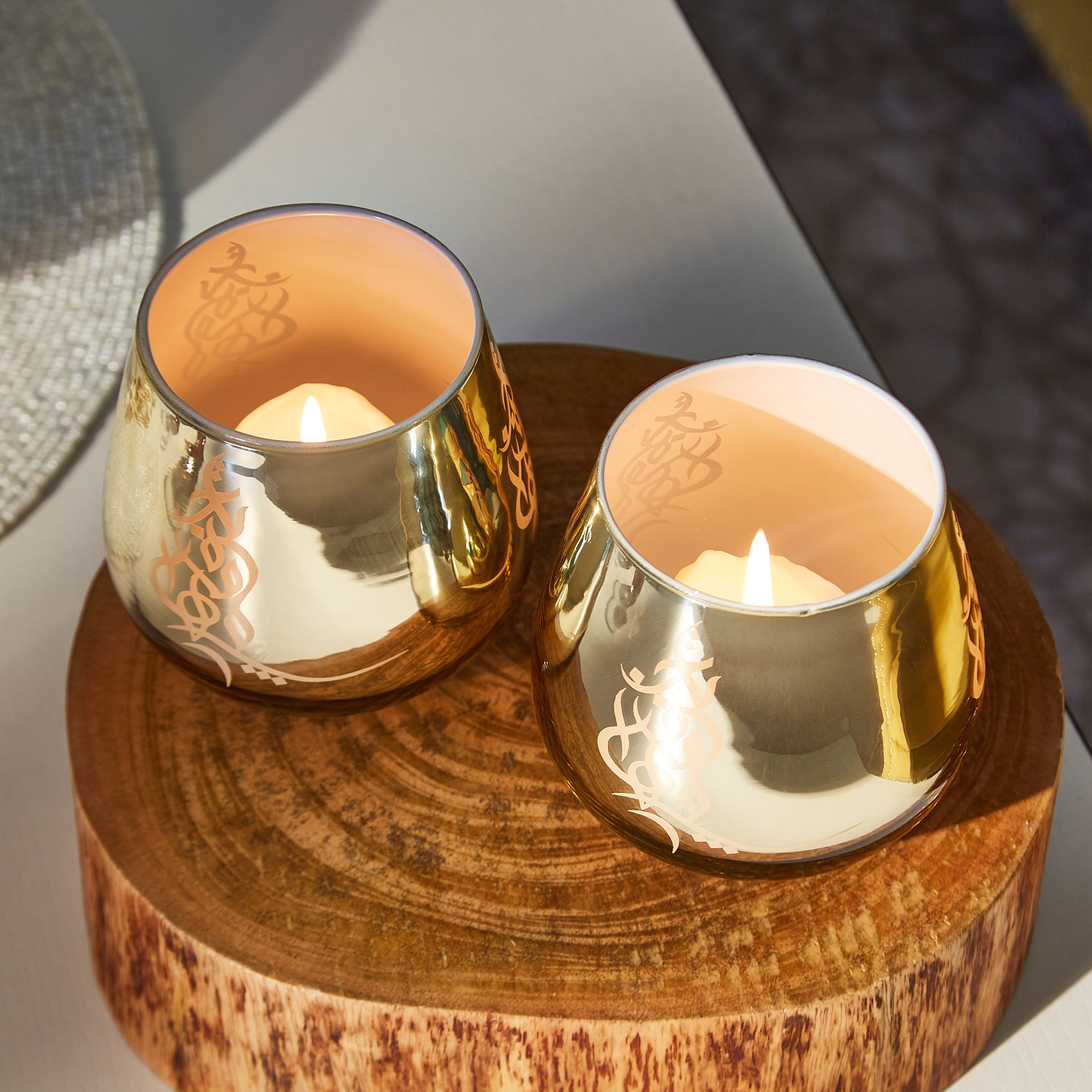 طقم حامل شموع بيضاوي قطعتين كاليجرافي من آشر-hbxlivingroom-decorandaccessories-candleholders-image-3